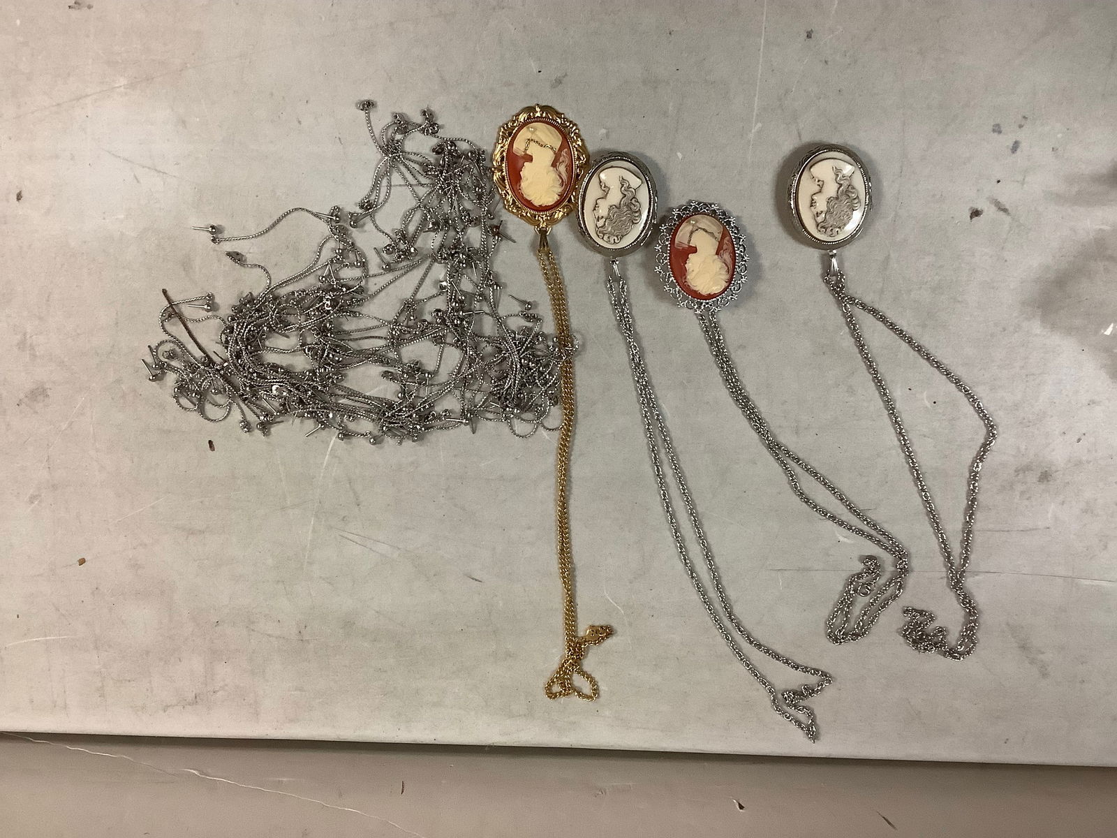Lot of Vintage Cameo Necklaces and Earrings: Lot of Vintage Cameo Necklaces and Earrings