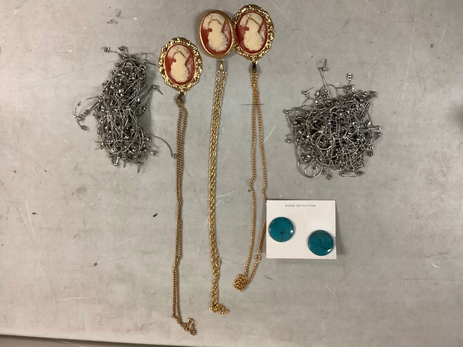 Lot of Vintage Cameo Necklaces and Earrings: Lot of Vintage Cameo Necklaces and Earrings