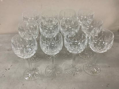 Lot of 12 Waterford Crystal Glasses 7.5"   LISMORE PATTERN: Lot of 12 Waterford Crystal Glasses 7.5"