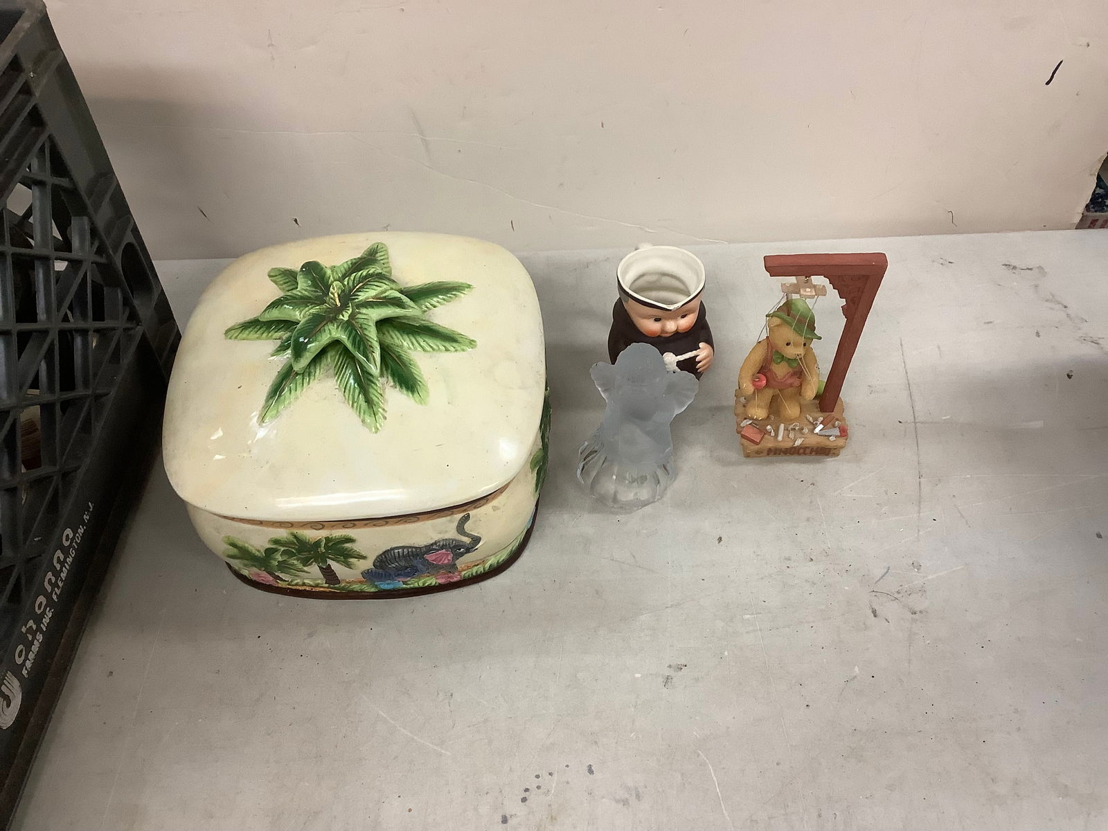 Lot of Glass Angel Bell, Lidded Bowl, Character Mug Made in W. Germany and Figurine (1 of 1)