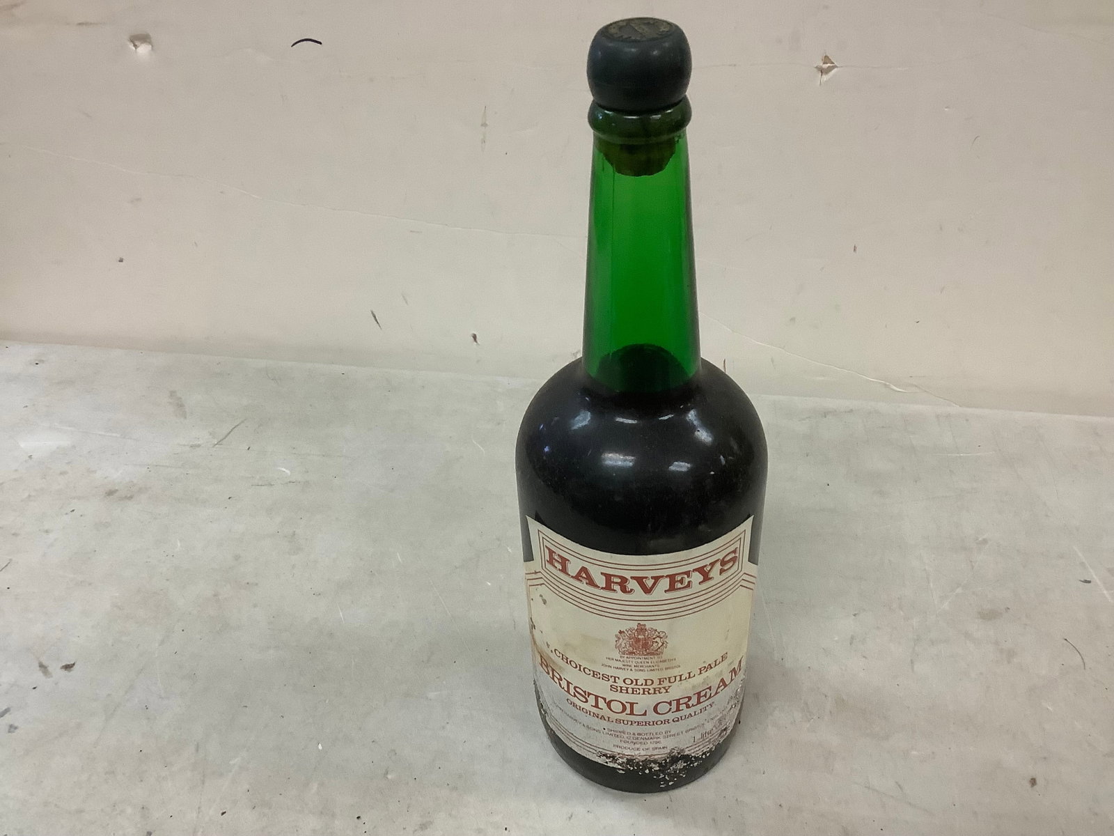 Harveys Bristol Cream Full Pale Sherry: Any contents in bottle is Free; You are bidding on the bottle & unbroken tax stamp