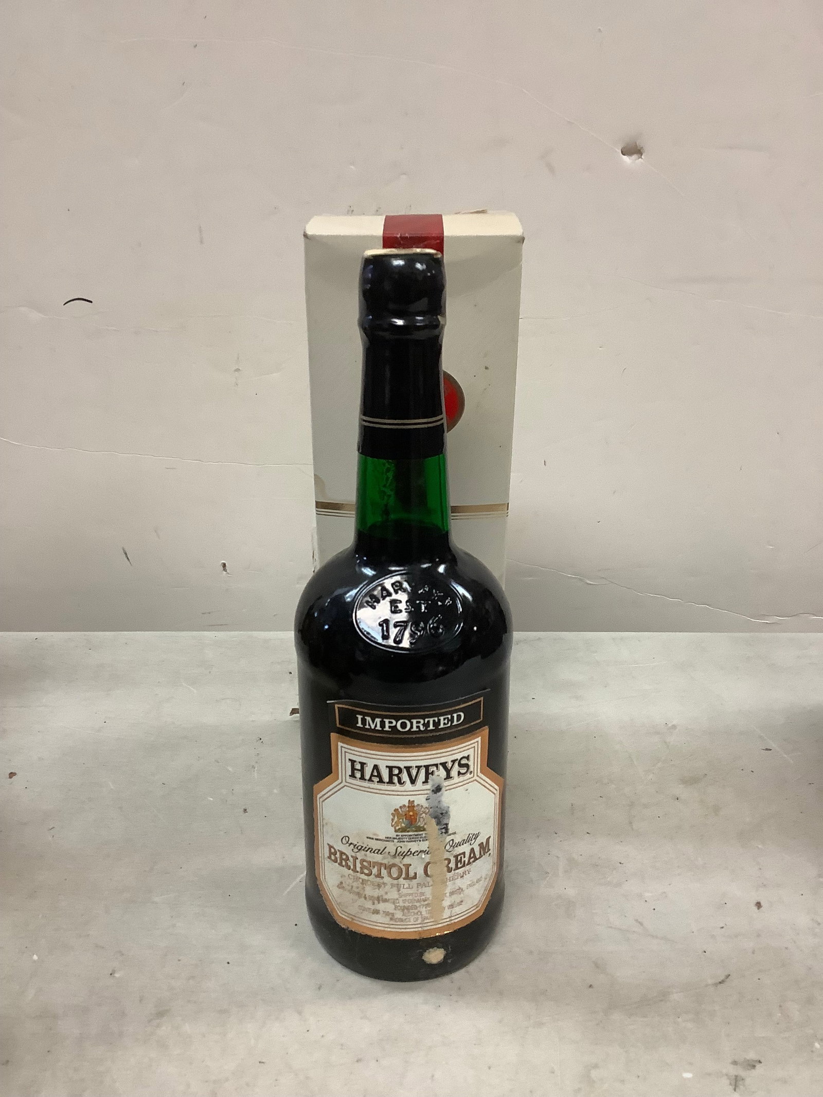 Sealed Imported Harveys Bristol Cream Full Pale Sherry 750 ML: Any contents in bottle is Free; You are bidding on the bottle & unbroken tax stamp