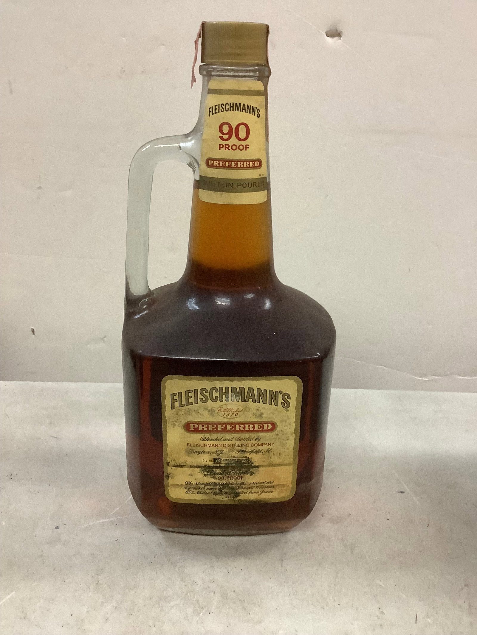 Sealed 1870 Fleischmann's Preffered Blended Whisky: Any contents in bottle is Free; You are bidding on the bottle & unbroken tax stamp
