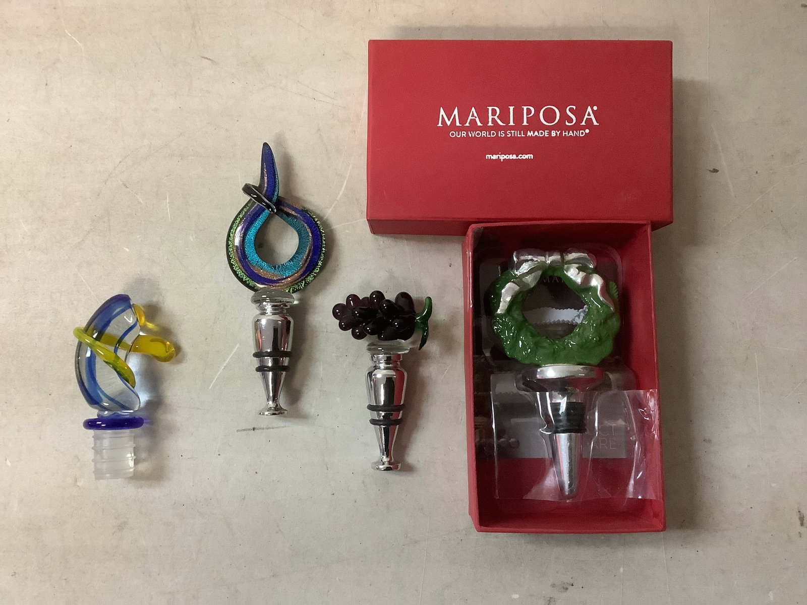 Mariposa and other glass wine bottle toppers tallest 6": Mariposa and other glass wine bottle toppers tallest 6"