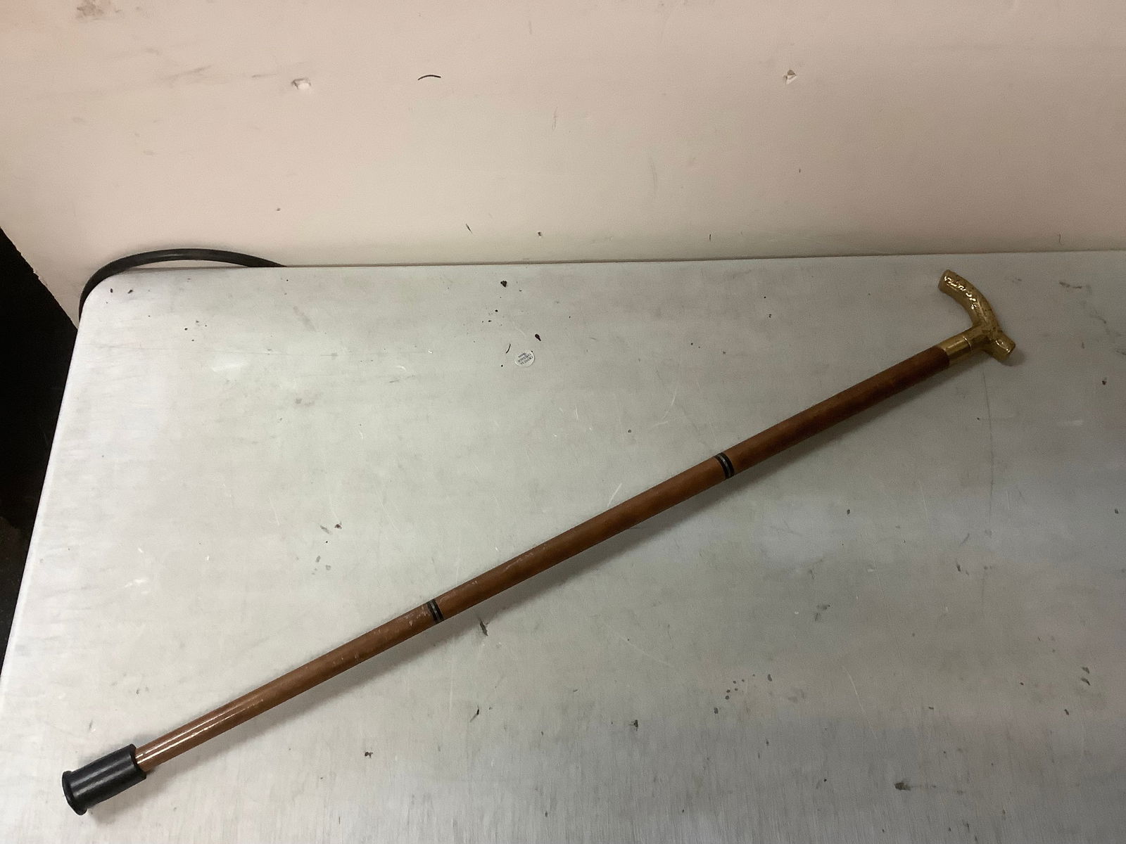 Wooden Cane with Brass Handle 35" (1 of 1)
