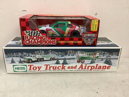 Racing champions model car and hess toy truck and airplane: Racing champions model car and hess toy truck and airplane