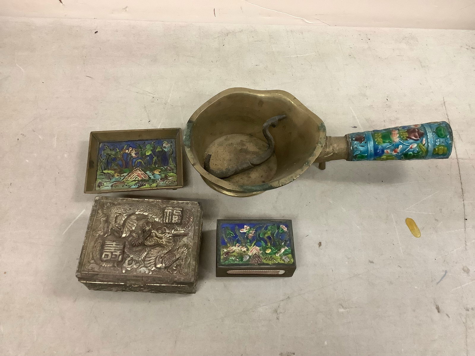 Lot of Vintage Brass Trinket Box, Match Book Case and More (1 of 1)