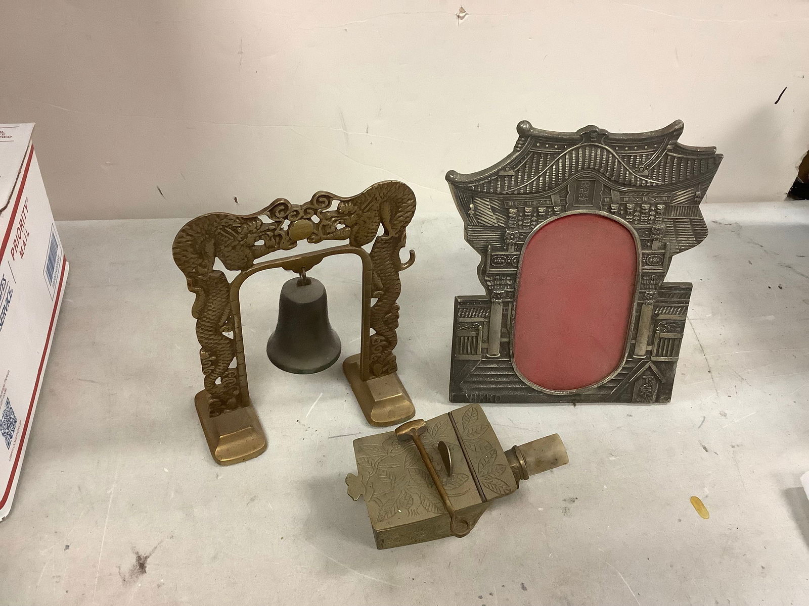 Lot of Vintage Brass Picture Frame, Bell and More Tallest 9" (1 of 1)