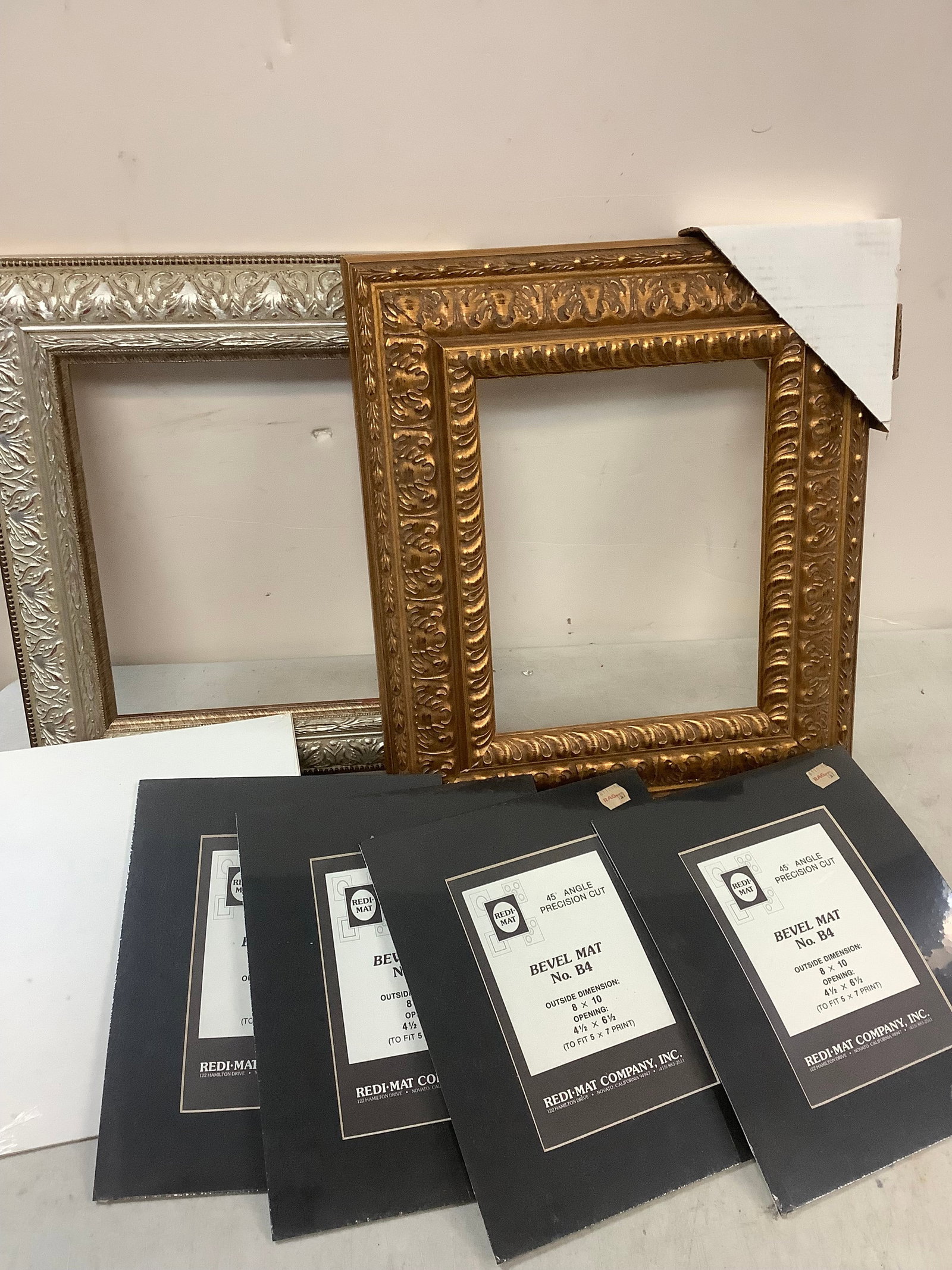 Lot of frames largest 13 in.x13in. and 8x10 bevel mats: Lot of frames largest 13 in.x13in. and 8x10 bevel mats