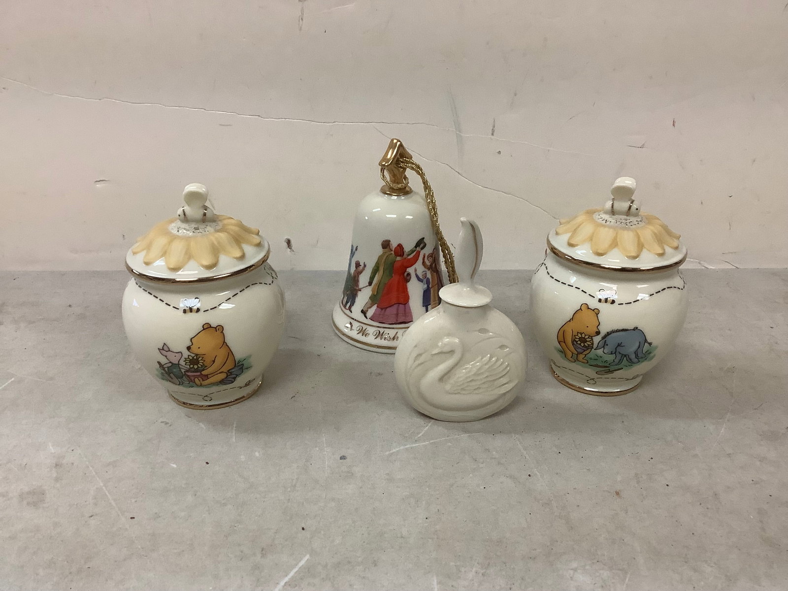Lenox Winnie The Pooh Salt and Pepper Shakers, Lenox Musical Bell and Lenox Perfume Bottle: Lenox Winnie The Pooh Salt and Pepper Shakers, Lenox Musical Bell and Lenox Perfume Bottle