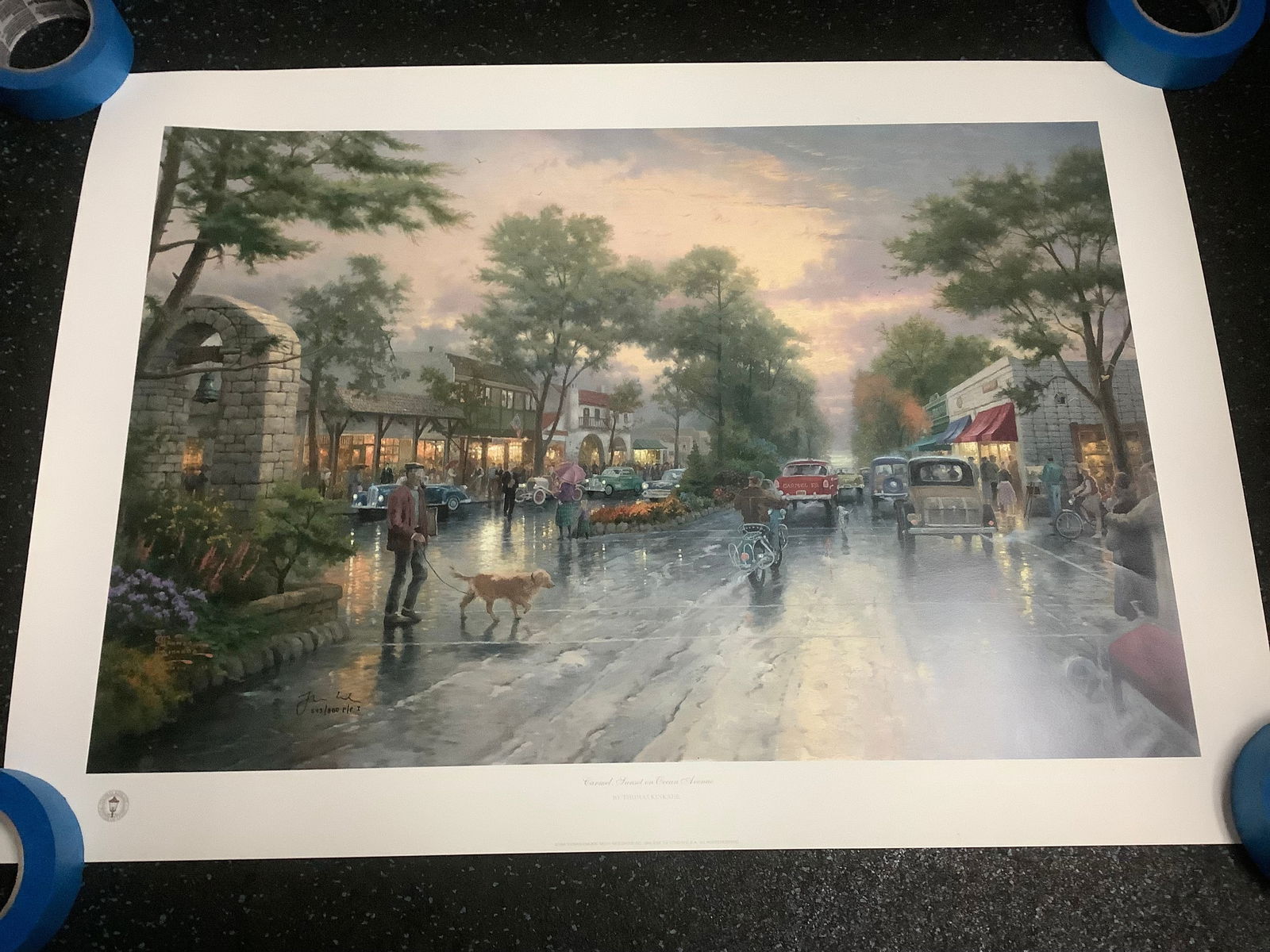 Original 1999 Thomas Kinkade Carmel Sunset on Ocean Avenue Artwork 22x31 in #543 out of 880 (1 of 1)