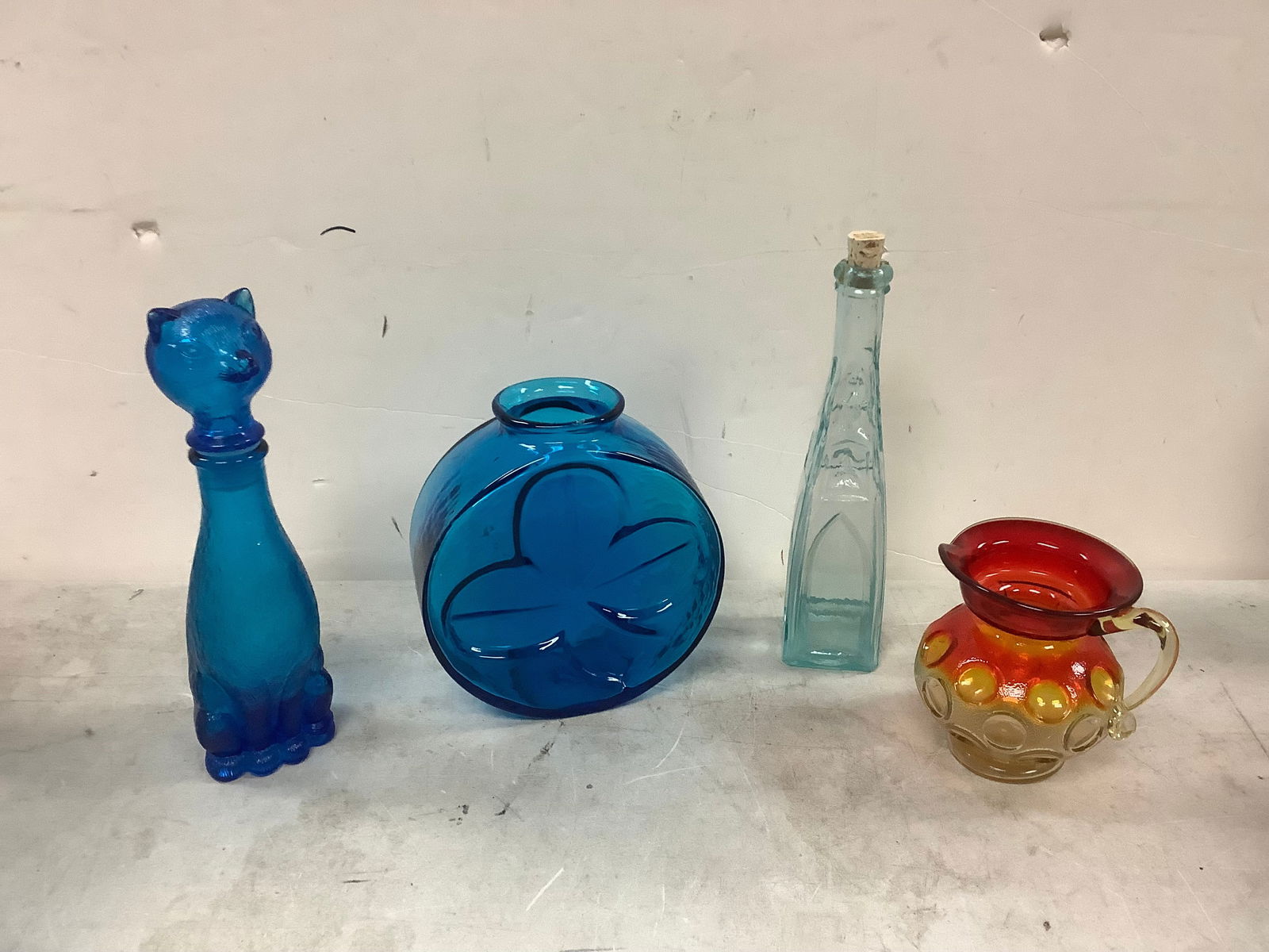 Lot of Colored Glass, Vase, Pitcher and More (tallest 9in) (1 of 1)