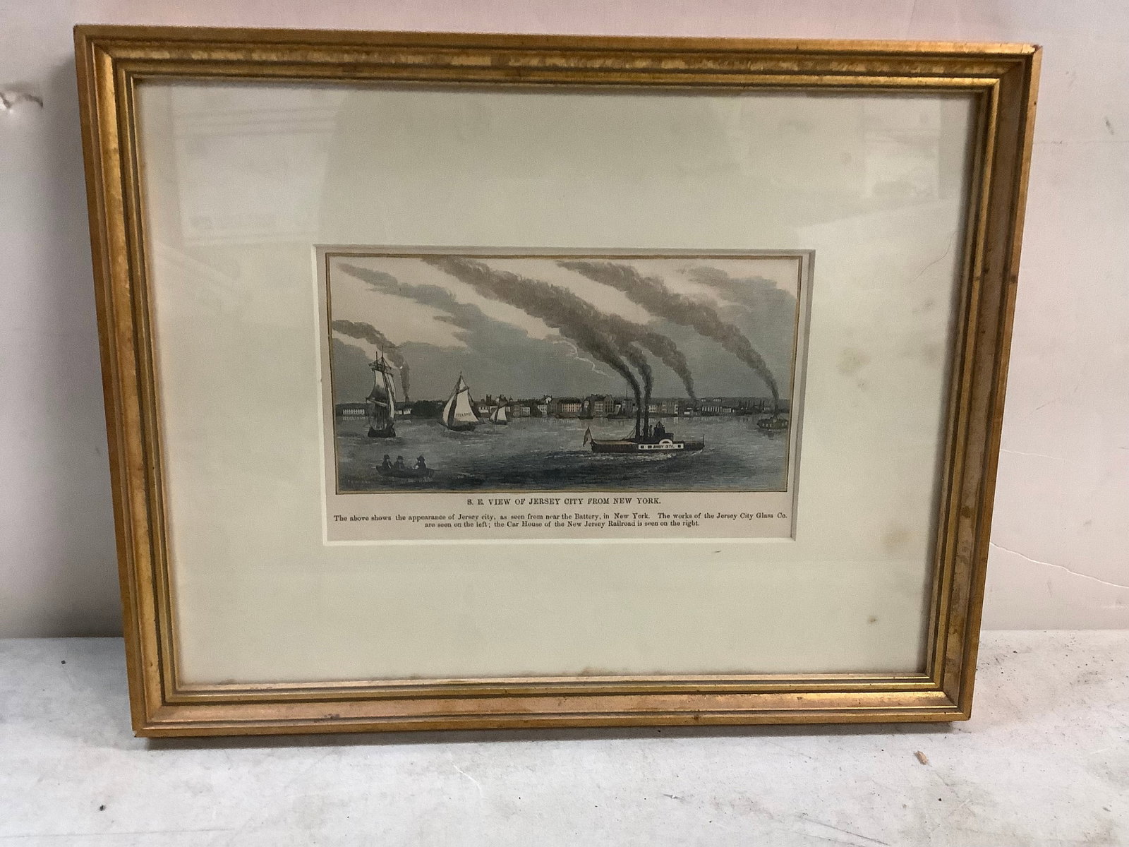 Framed Picture S.E. View of Jersey City from New York 9 1/2 x 12: Framed Picture S.E. View of Jersey City from New York 9 1/2 x 12