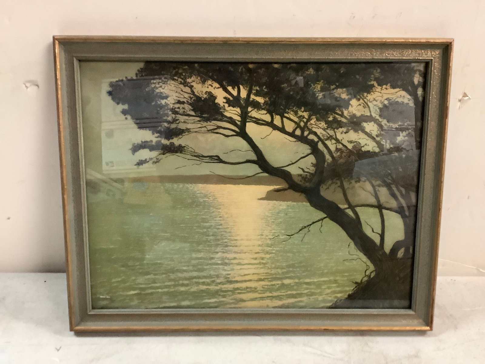 Framed Picture Moon Ripples by A. Chabanian 11x13 1/2: Framed Picture Moon Ripples by A. Chabanian 11x13 1/2