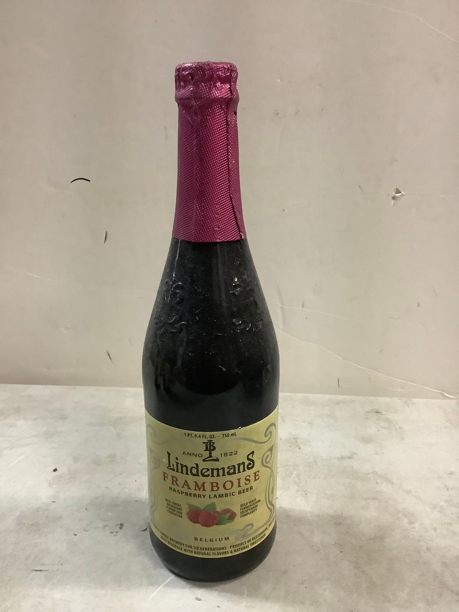 Sealed Lindemans Framboise Raspberry Lambic Beer 750 ML: Any contents in bottle is Free; You are bidding on the bottle & unbroken tax stamp