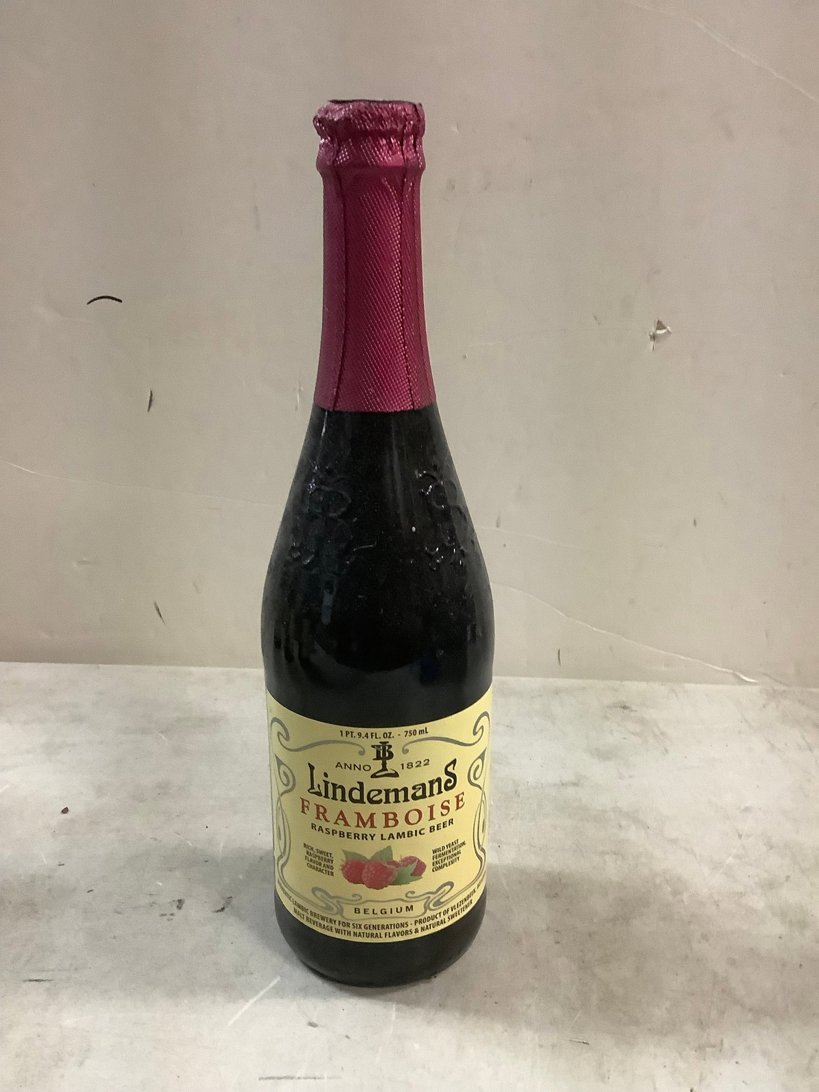 Sealed Lindemans Framboise Raspberry Lambic Beer 750 ML: Any contents in bottle is Free; You are bidding on the bottle & unbroken tax stamp