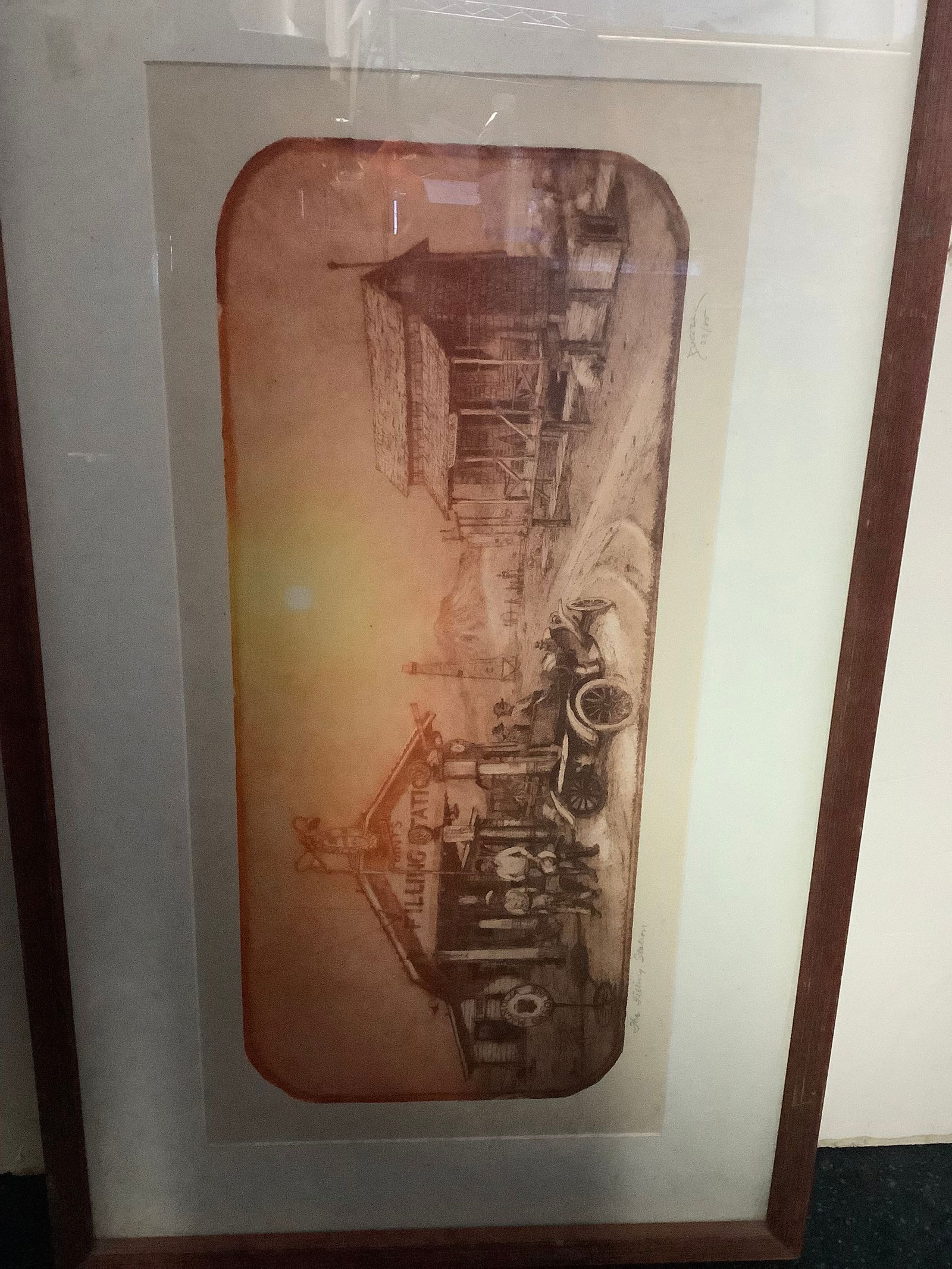The filling station signed and framed artwork 18''x31'' (1 of 1)