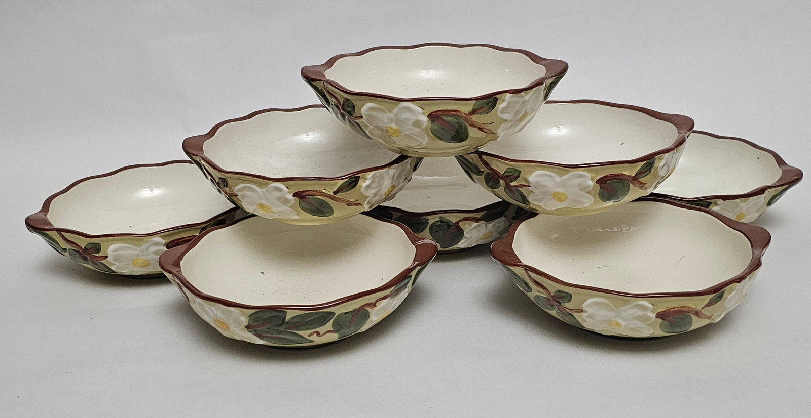 8 Vintage Stangl White Dogwood Small Bowls 5.25x1.75": 8 Vintage Stangl White Dogwood Small Bowls 5.25x1.75"