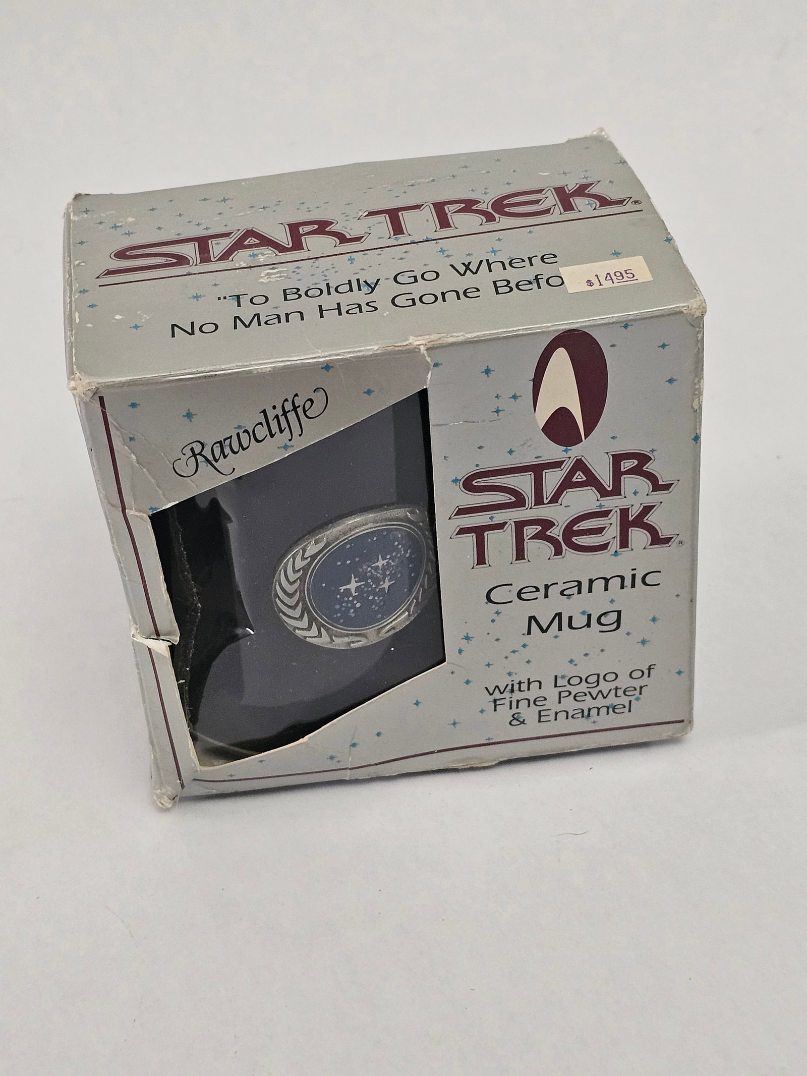 Vintage 1994 Star Trek Mug with Pewter Logo: Vintage 1994 Star Trek Mug with Pewter Logo