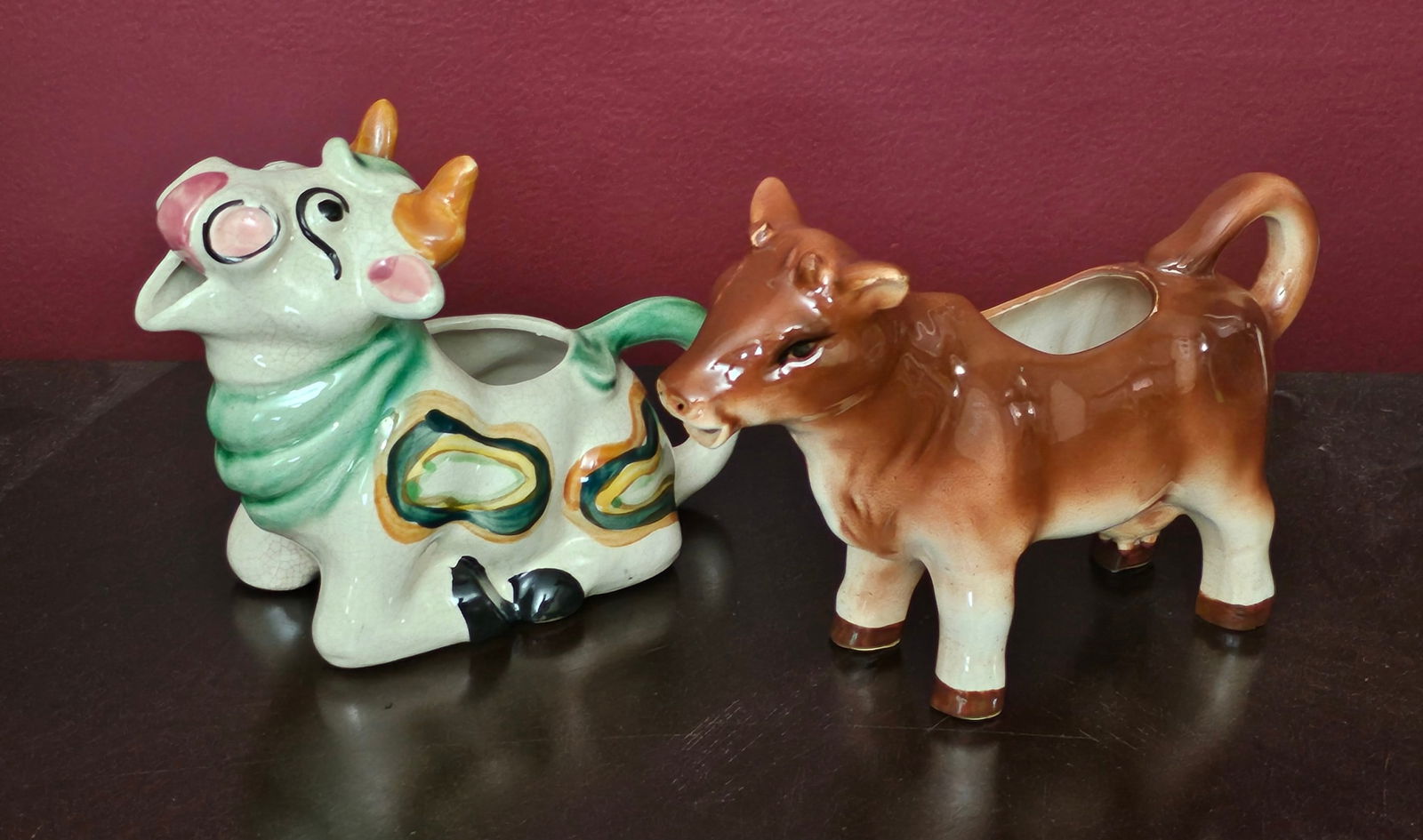 Vintage Ceramic Cow Creamers one marked Italy (1 of 1)