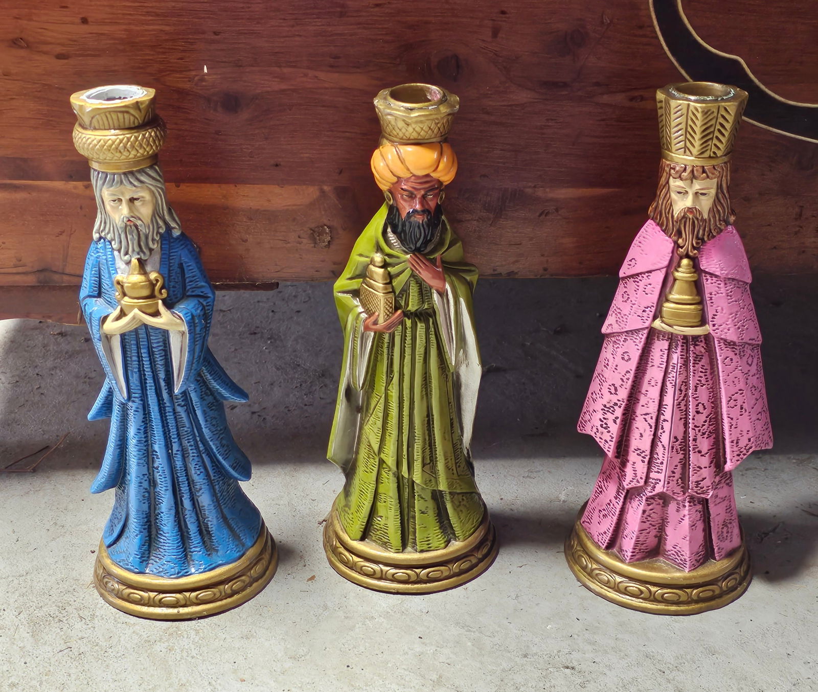 Vintage Japan 3 Wise Men Candleholders 10" tall each (1 of 2)