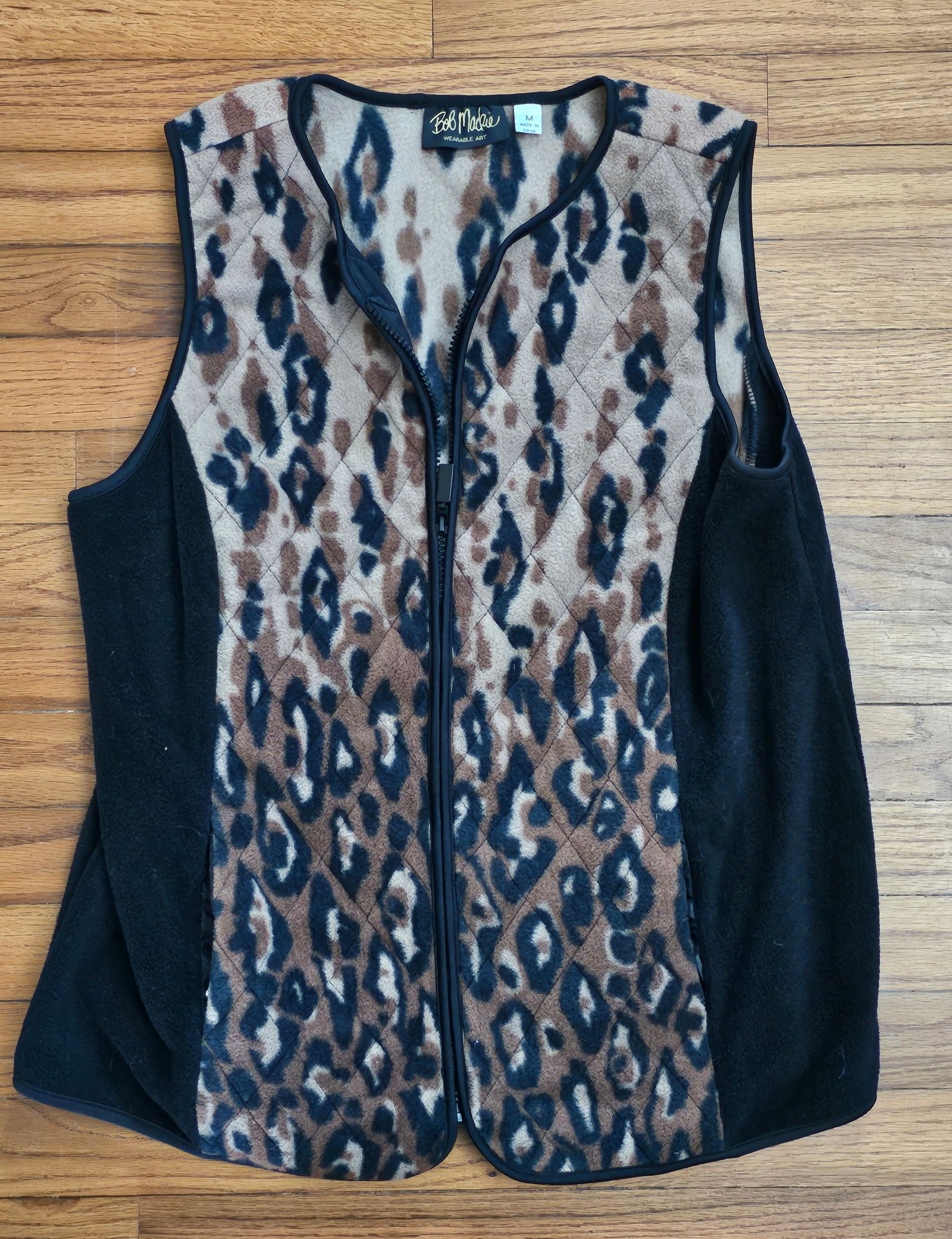 Vintage Bob Mackie Wearable Art Fleece Leopard Print Vest M (1 of 2)