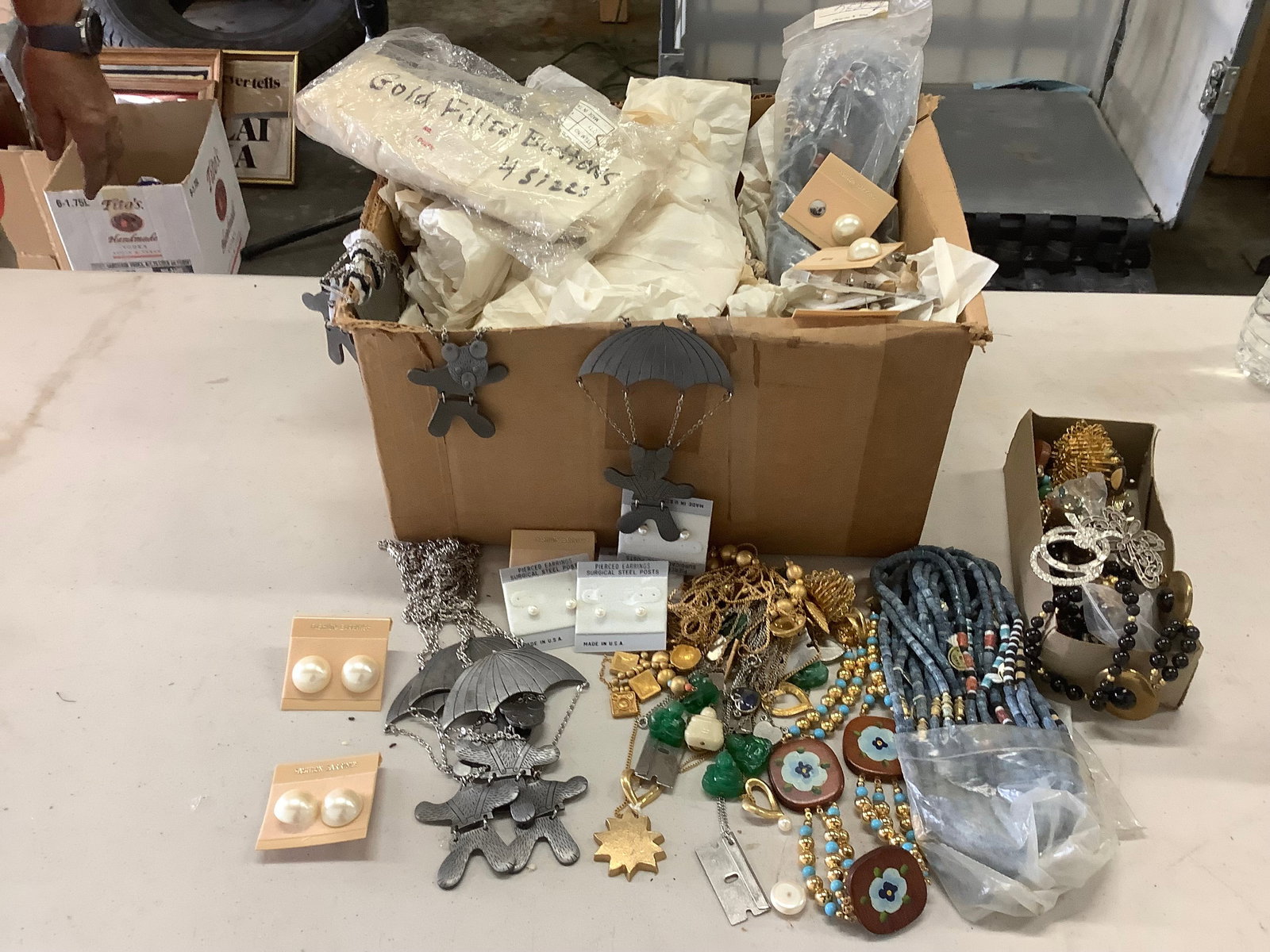 Lot of Assorted Vintage Fashion Earrings, Jewelry, Gold Filled Buttons and more (1 of 1)