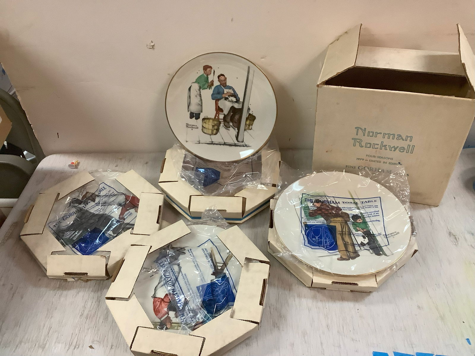 Norman Rockwell Four Seasons 1979 Limited Edition Fine Gorham China: Norman Rockwell Four Seasons 1979 Limited Edition Fine Gorham China