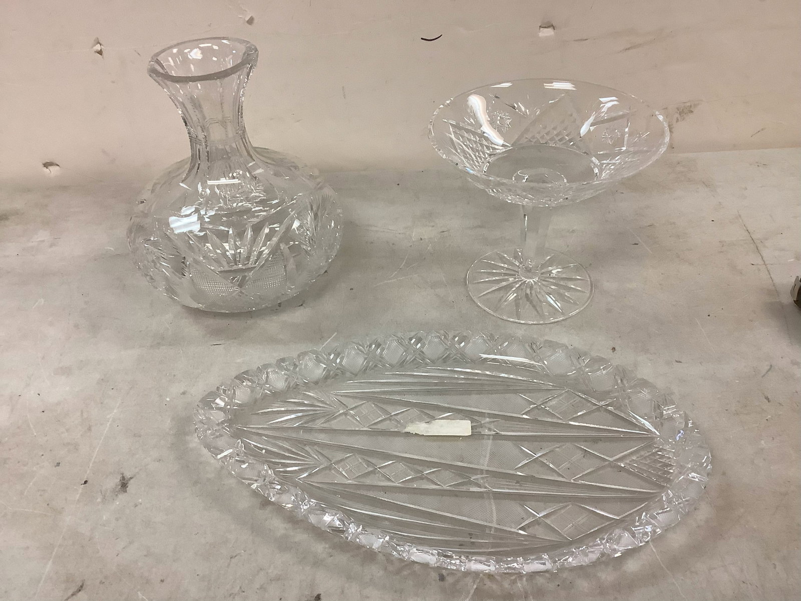 Crystal Pin Tray, Decanter 7.5 in high and Waterford Glass Candy: Crystal Pin Tray, Decanter 7.5 in high and Waterford Glass Candy