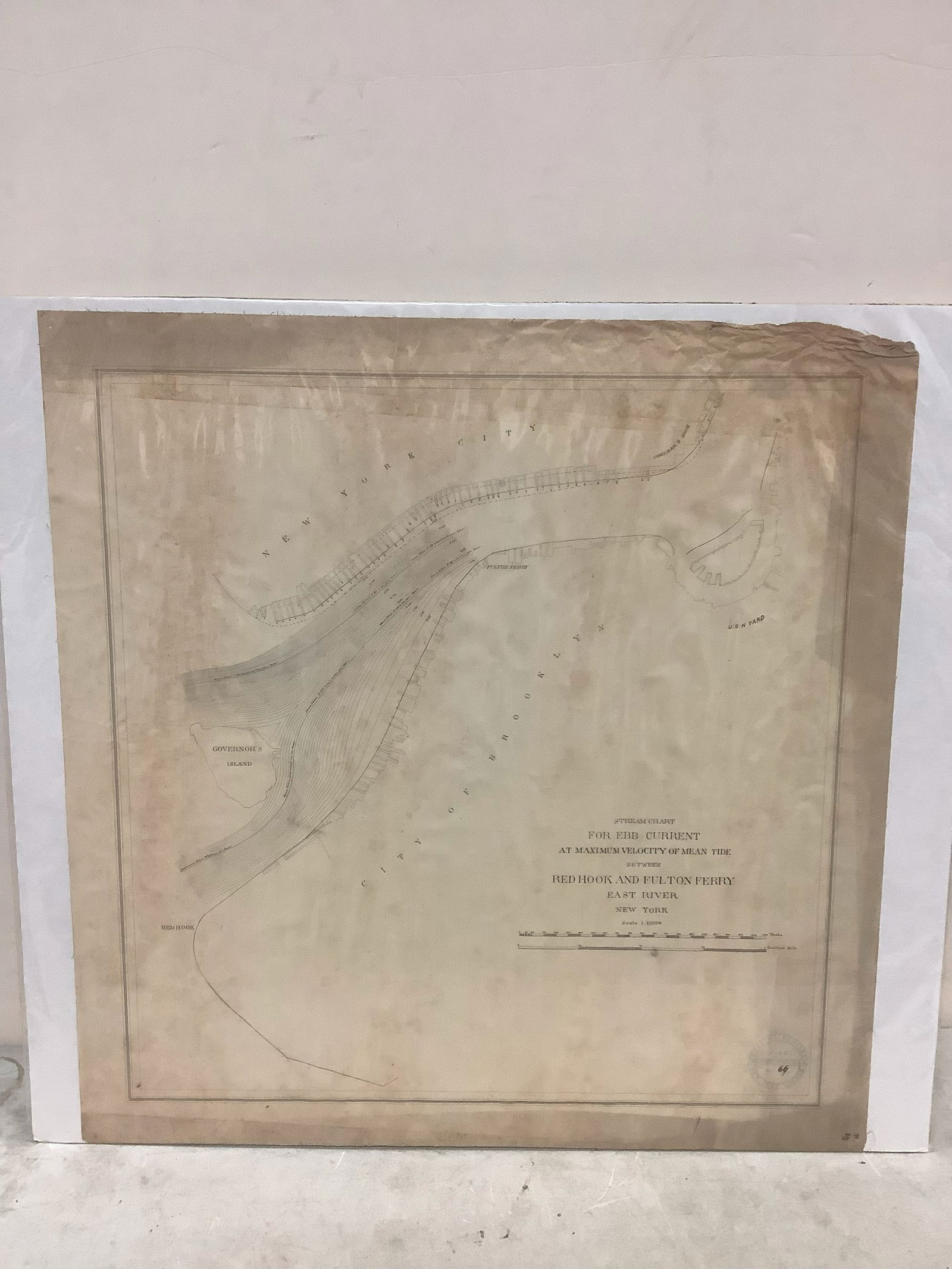 Early Stream Chart Between Red Hook and Fulton Ferry East River, NY 24.5x24 (1 of 1)