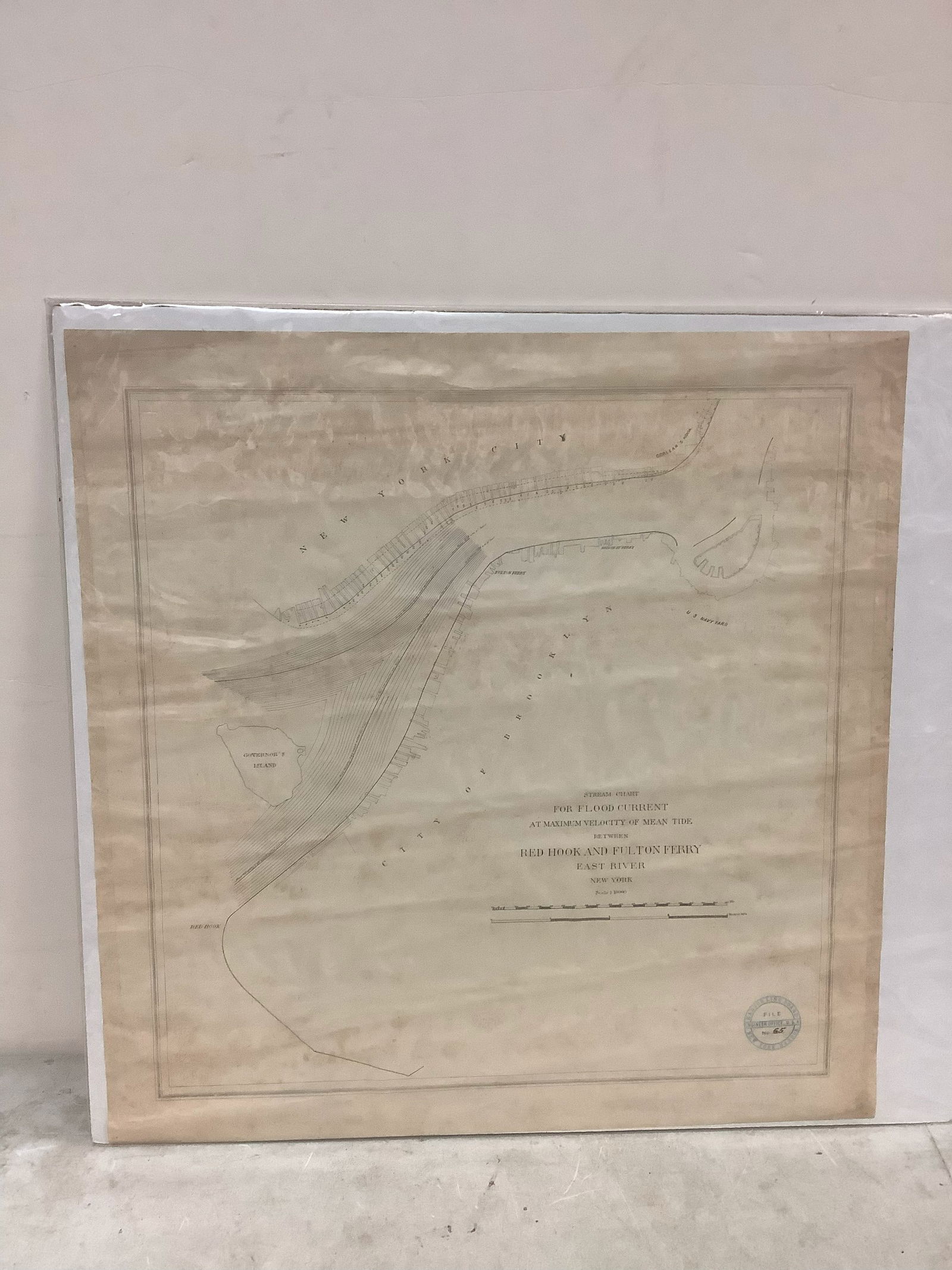 Early Flood Current Chart Between Red Hook and Fulton Ferry East River, NY showing Navy Yard and (1 of 1)
