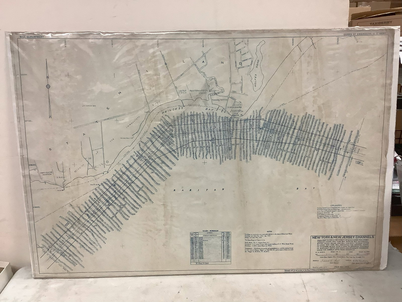 New York/New Jersey Channels on Chart dated November 1933 Showing Raritan Bay, Princess Bay Yacht: New York/New Jersey Channels on Chart dated November 1933 Showing Raritan Bay, Princess Bay Yacht Club, Lemon Creek, etc. 27.5x41