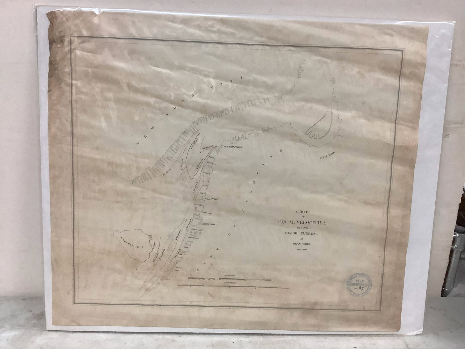 Flood Current Charts approximately 1880 Fulton Ferry, US Navy Yard, Governor's Island 22x25.5: Flood Current Charts approximately 1880 Fulton Ferry, US Navy Yard, Governor's Island 22x25.5