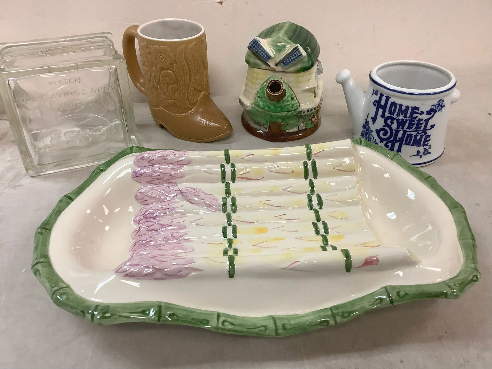 Glass breakaway bank, assorted mugs, and more (1 of 1)