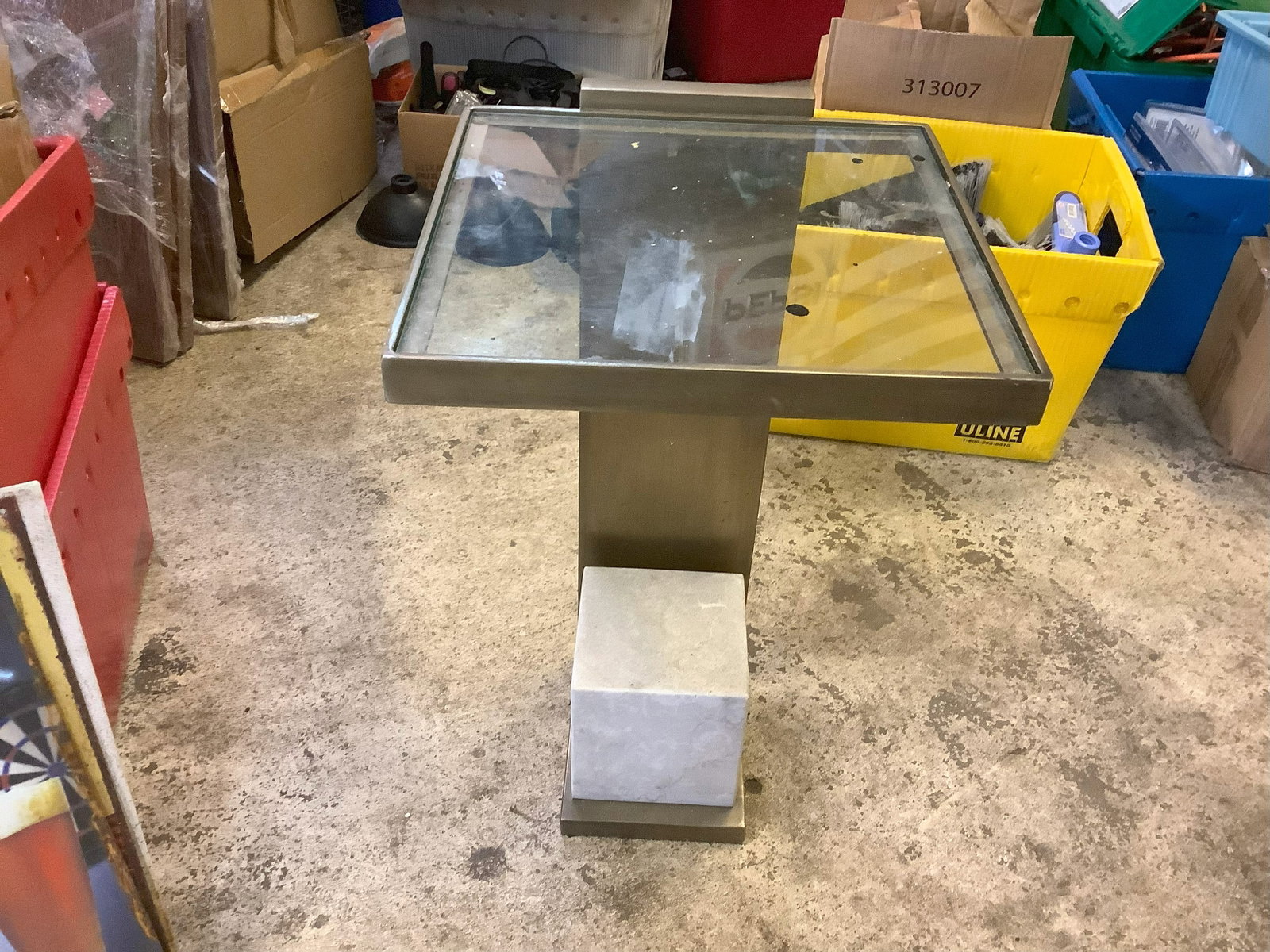 Brass end table with glass top: Brass end table with glass top