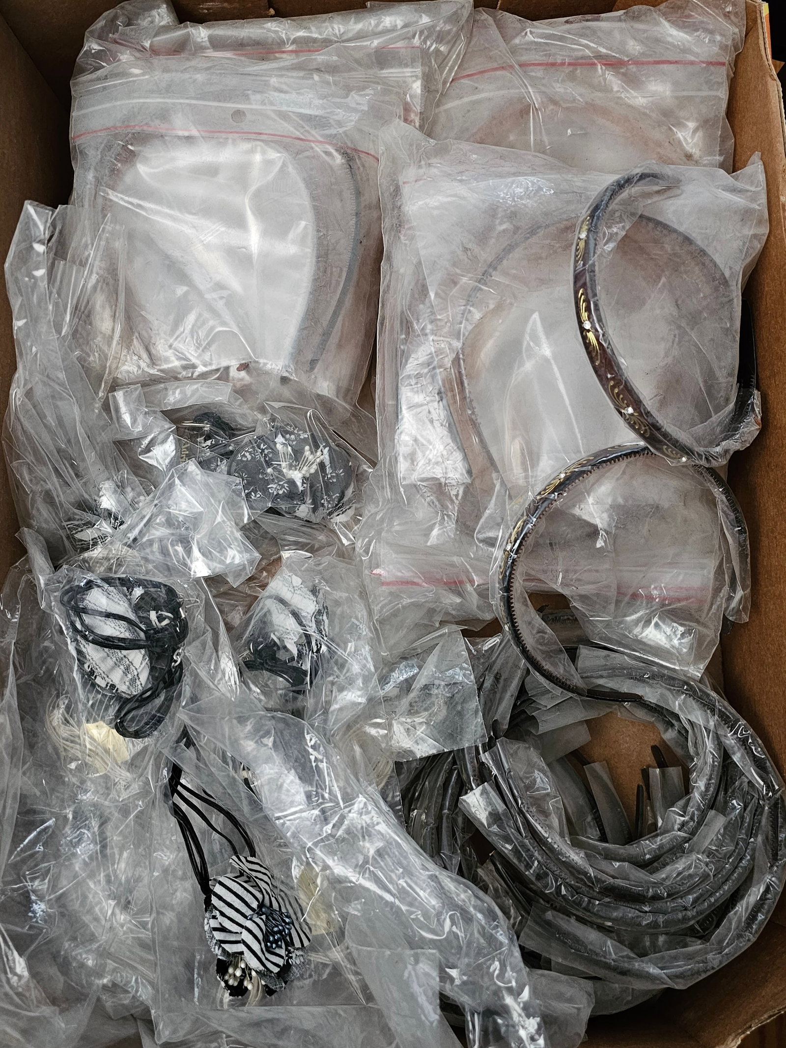 Vintage NOS Plastic Headbands and Floral Necklaces: Vintage NOS Plastic Headbands and Floral Necklaces
