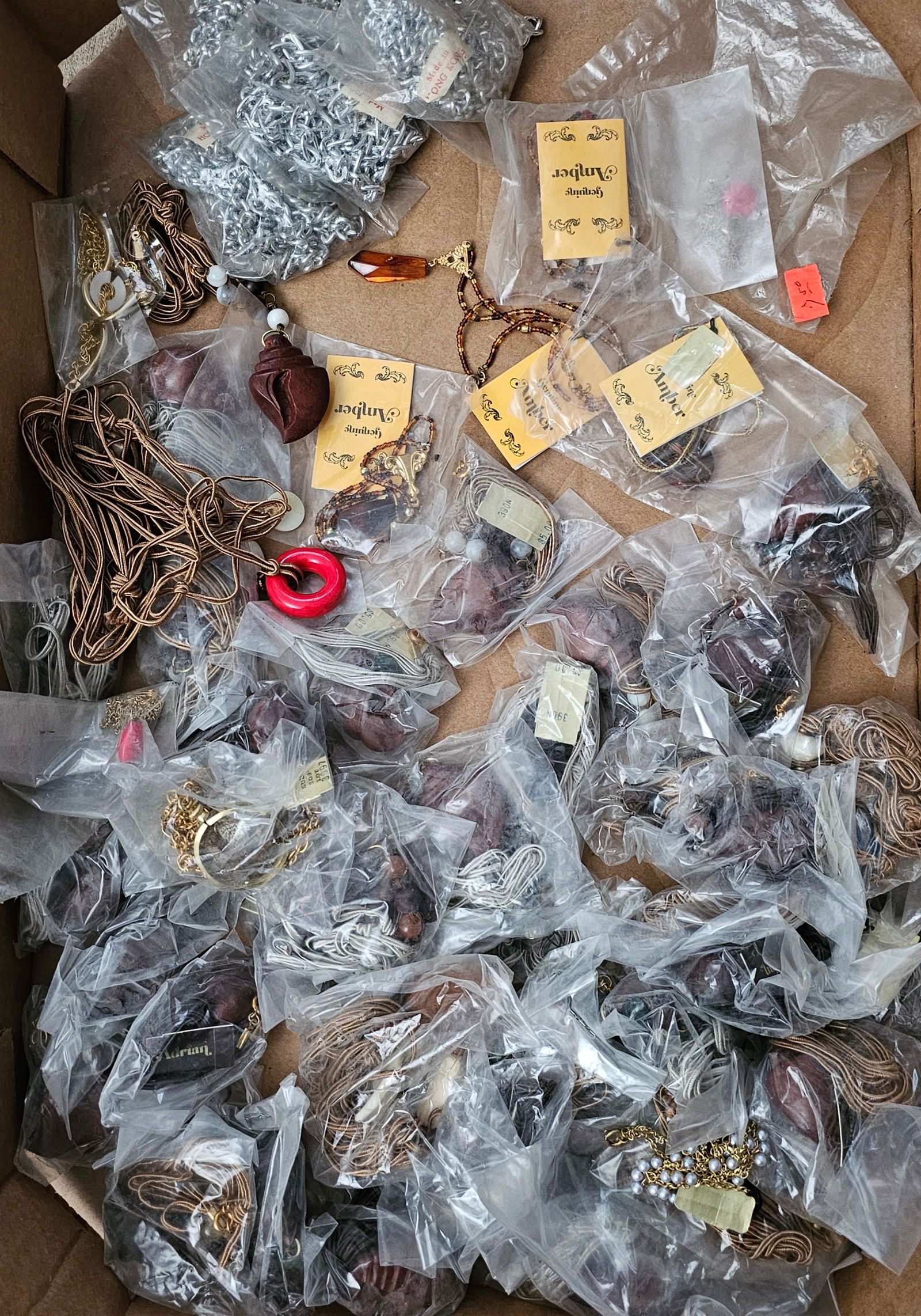 1970s NOS Necklaces including Genuine Amber, Wood, and More (1 of 1)