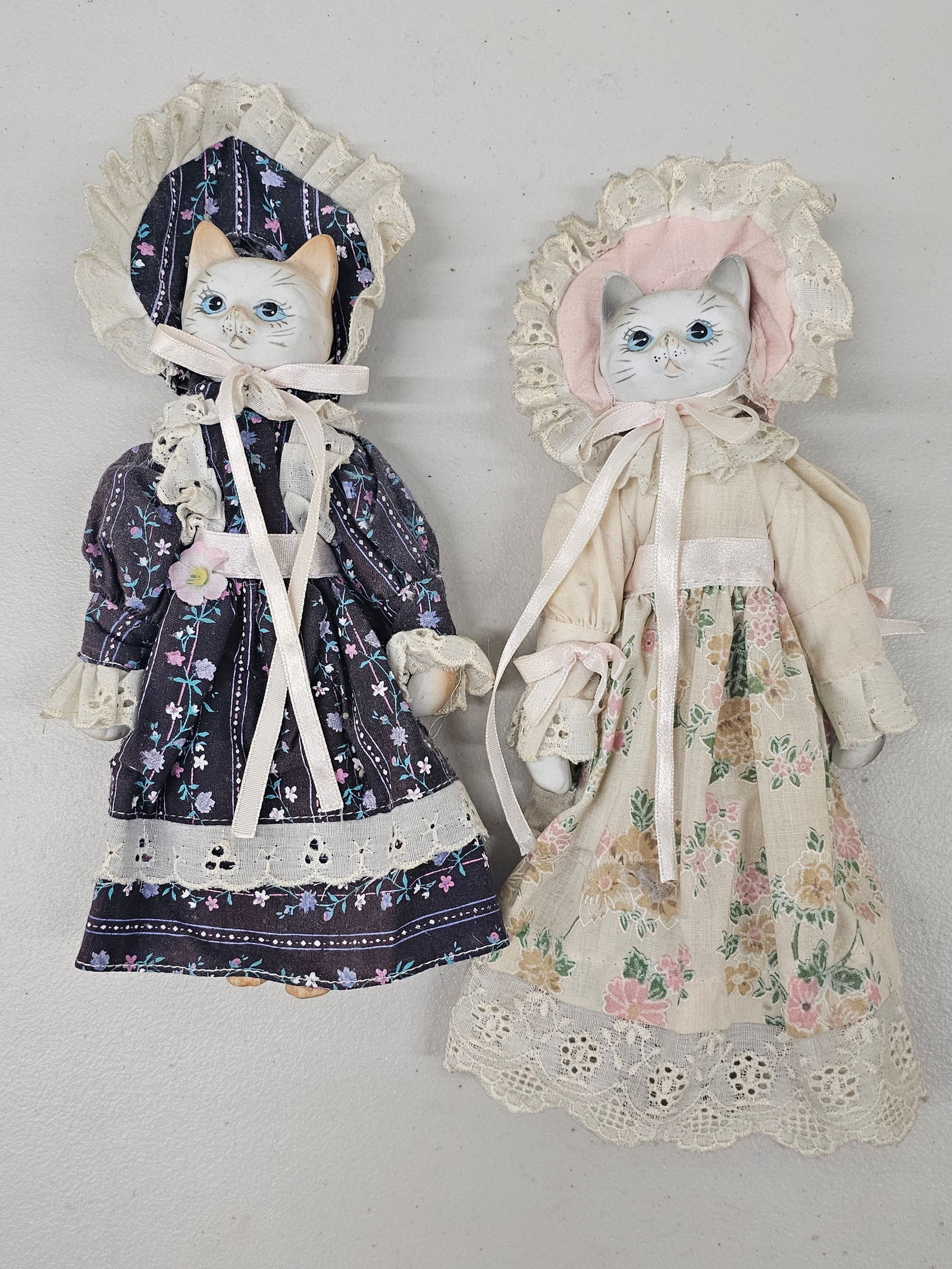Vintage Porcelain Cat Dolls 8" tall (1 of 1)
