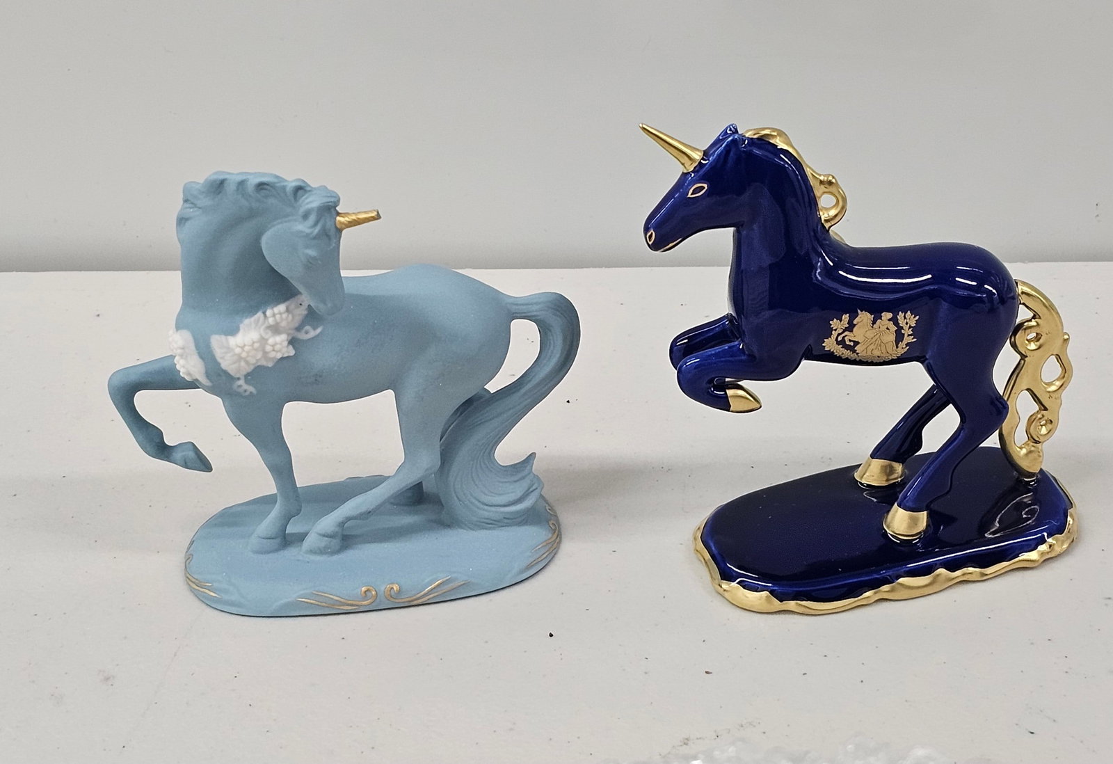The Franklin Mint Limoges and Wedgewood Style Unicorns: each approx 4x4"
