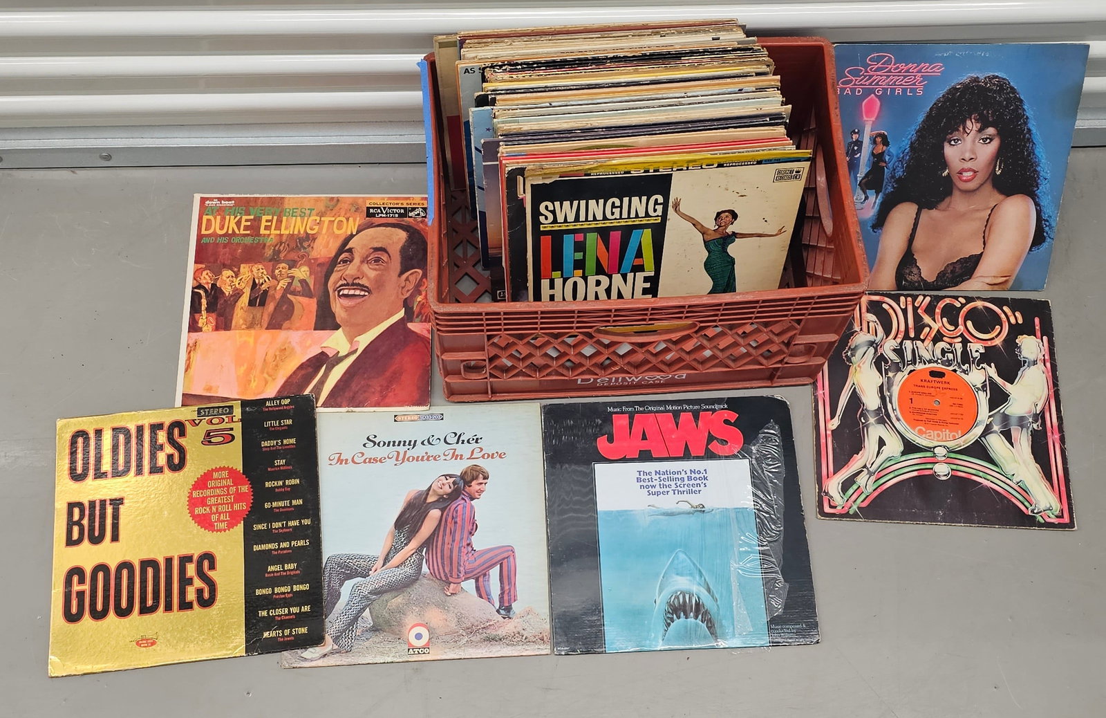 Crate of Vintage Records incl Jaws: Crate of Vintage Records incl Jaws