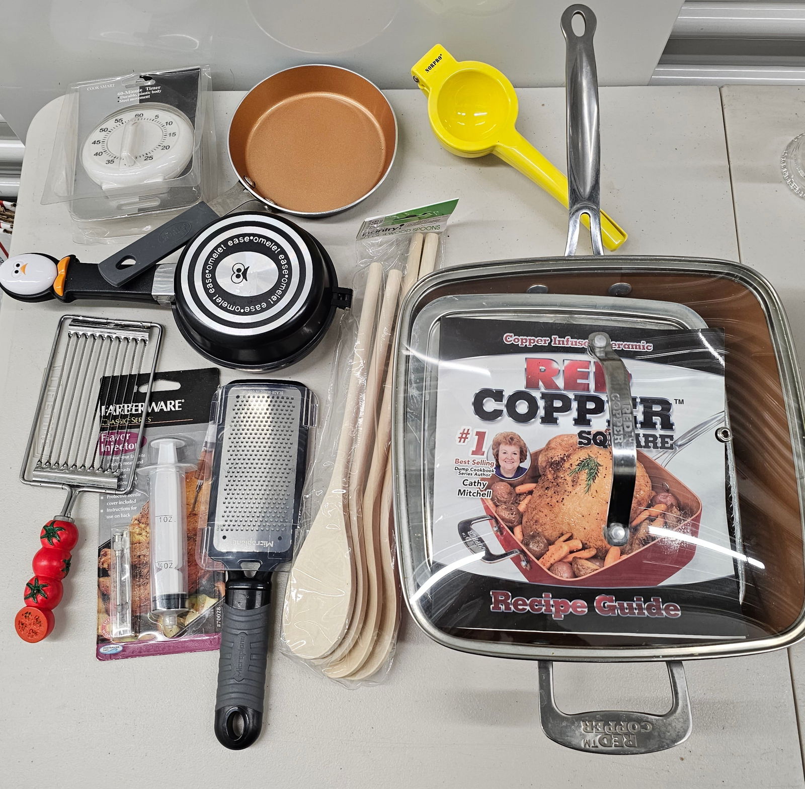 Contemporary Kitchen Items including Red Copper Pans (1 of 1)