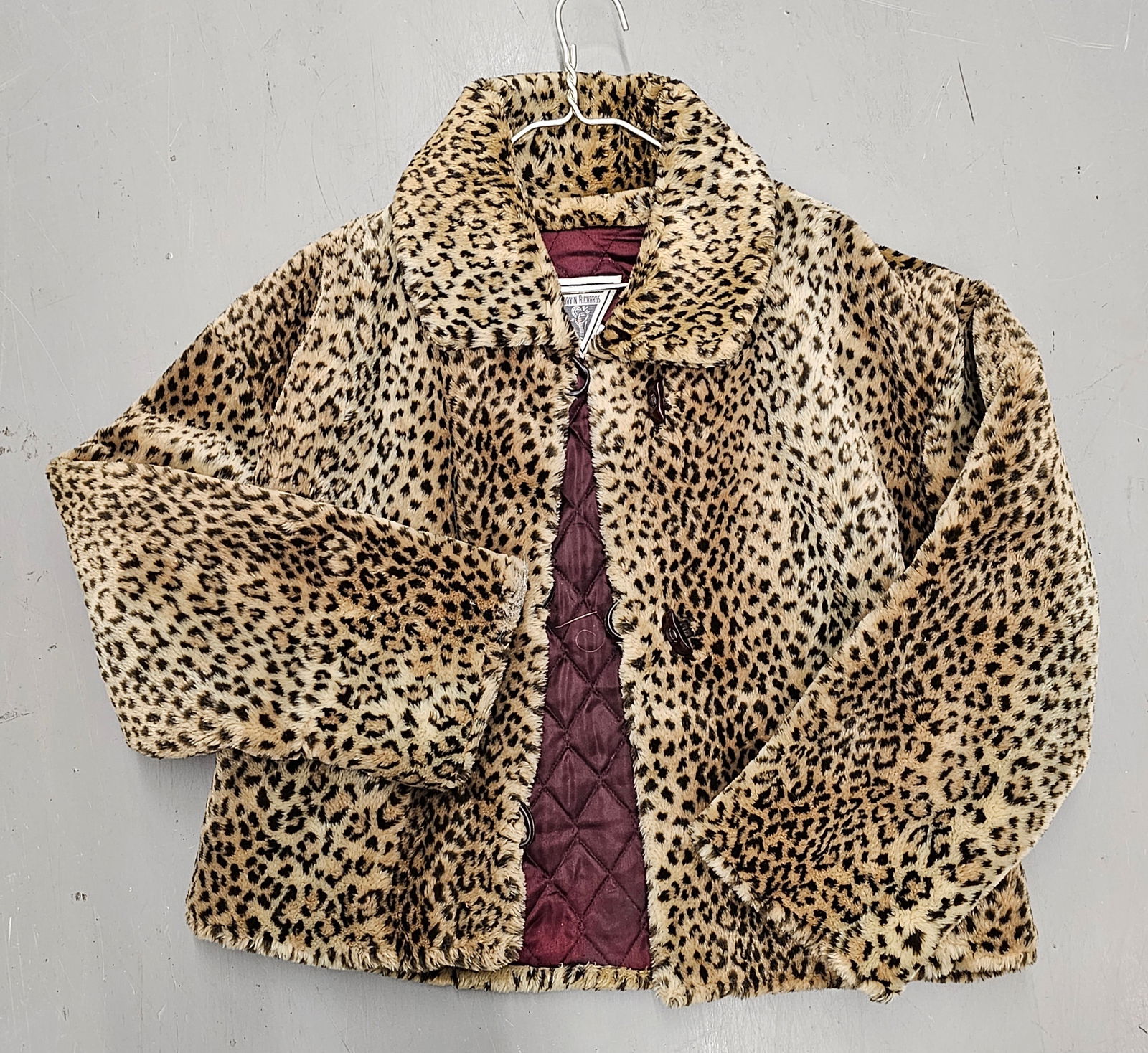 Vintage 80s Marvin Richards Faux Fur Leopard Jacket Women's L (1 of 1)