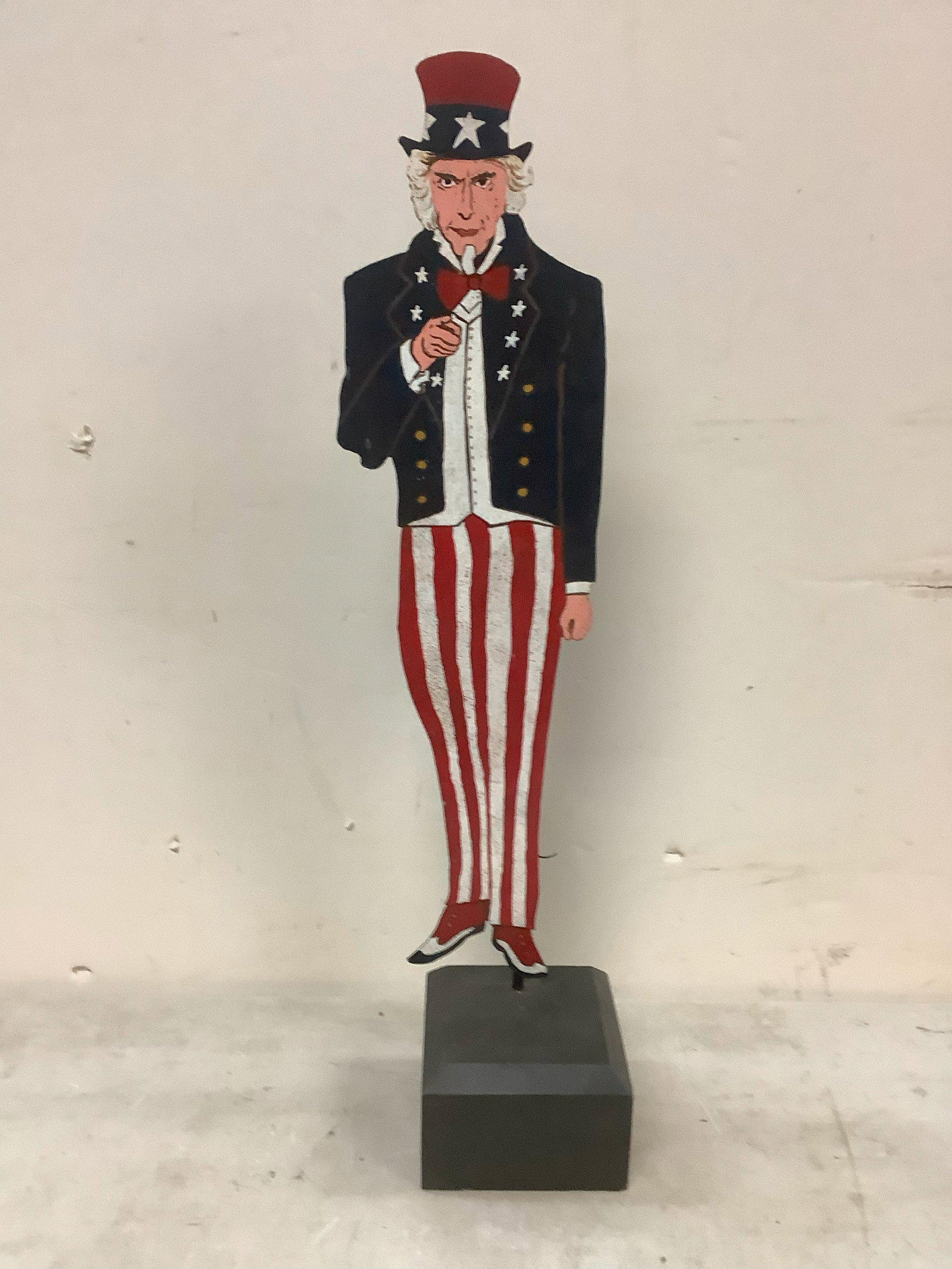 Metal Uncle Sam on Wood Base 27 in tall: Metal Uncle Sam on Wood Base 27 in tall