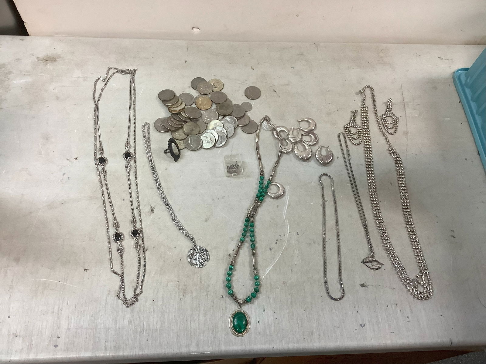 Assorted Necklaces and Earrings, some Sterling, US Half Dollar Coins (1 of 1)