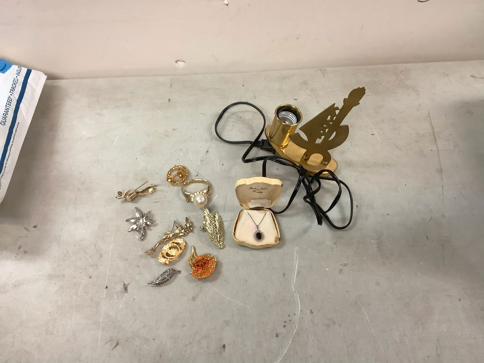 Small Table Light, Assorted Pins, Pendant Necklace (1 of 1)