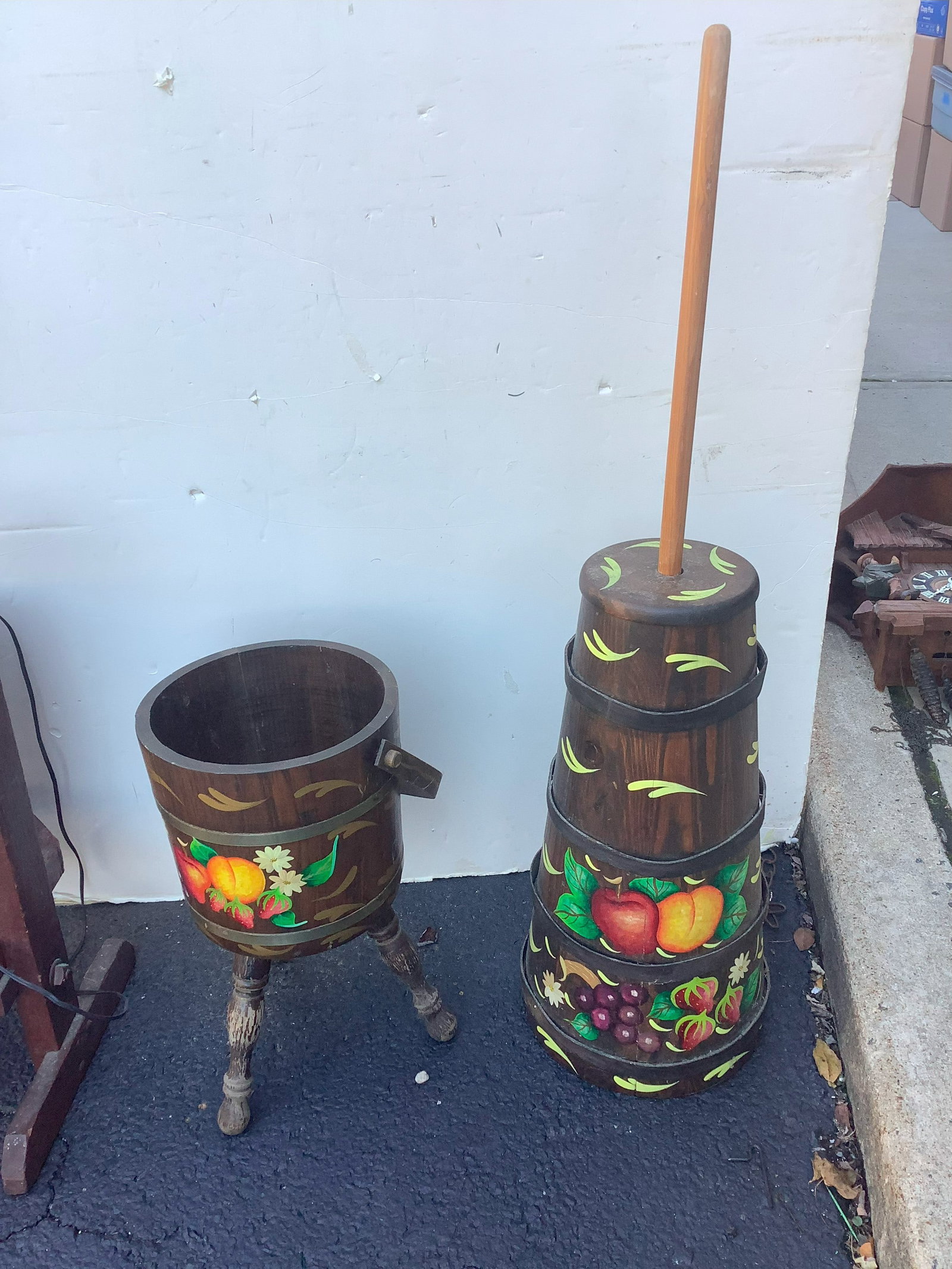 Basketville Basket, Wooden Butter Churn marked 1978: Basketville Basket, Wooden Butter Churn marked 1978