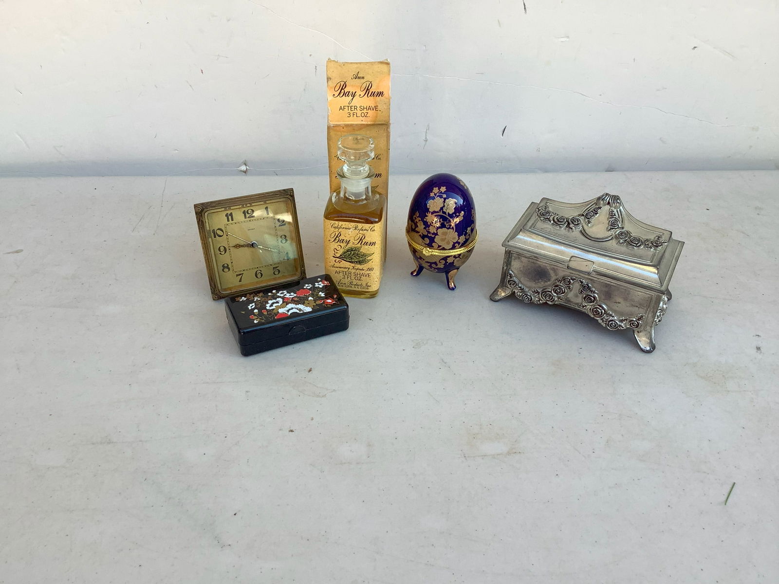 Avon California Perfume Company After Shave, Kienzle Vintage Table Clock, Decorative Egg, Silver (1 of 1)