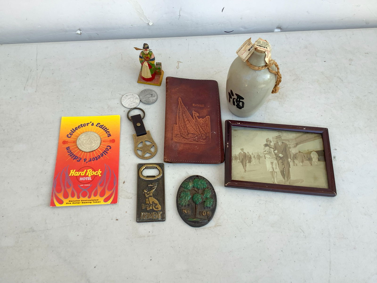 Azuma Saque Jar (contains contents), Hawaii Checkbook Holder, Hard Rock Hotel Genuine Uncirculated (1 of 1)