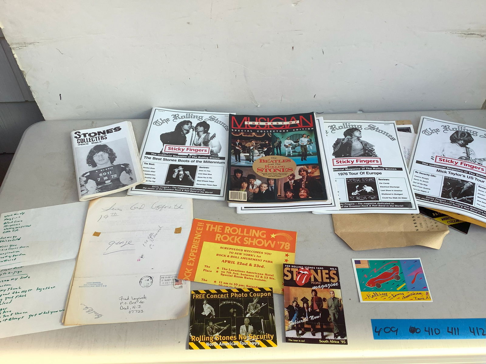 Handwritten Set List, Rolling Stones Sticky Fingers Issues, and more (1 of 1)