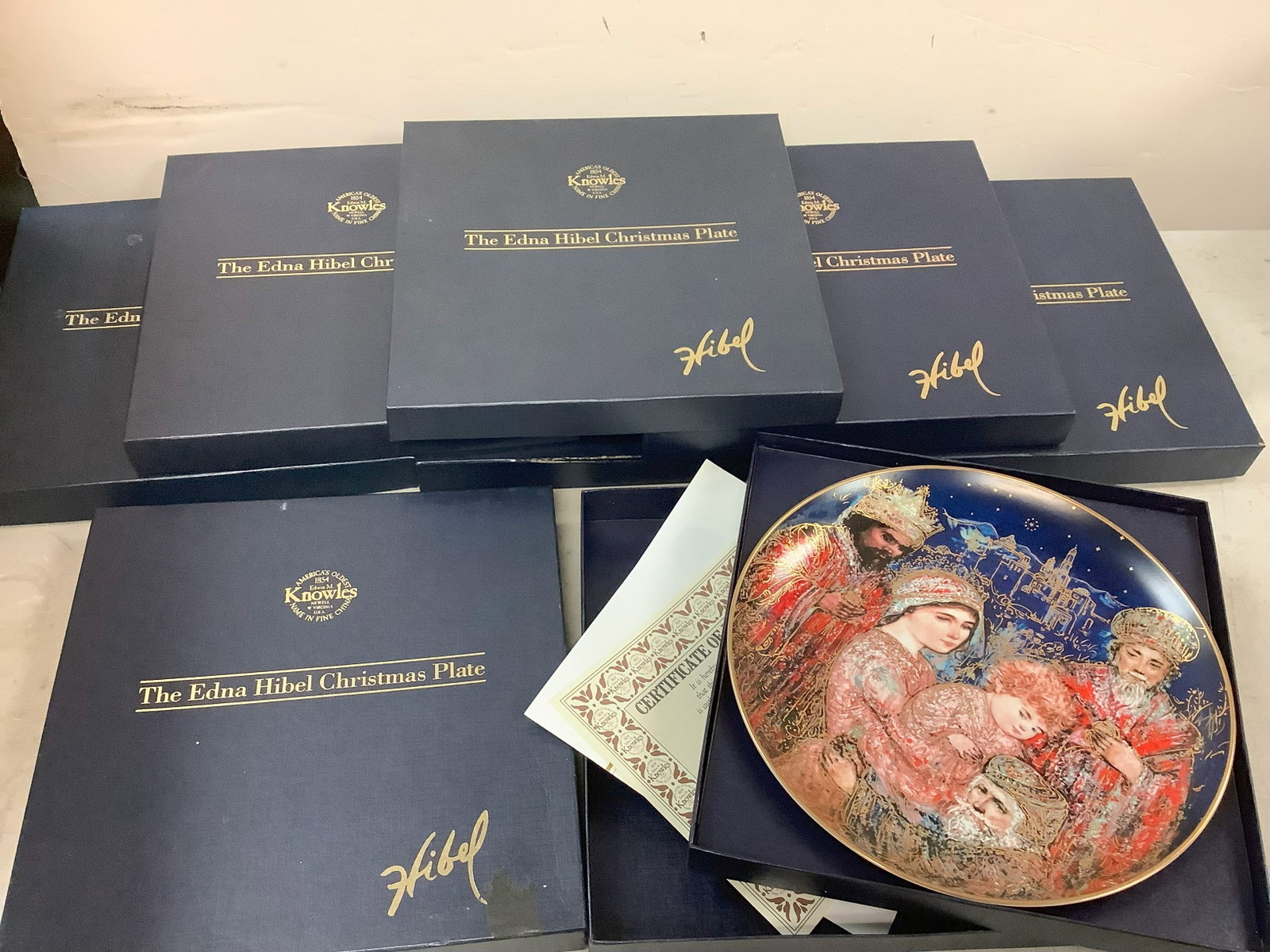 Lot of The Edna Hibel Christmas Plates Collection: Lot of The Edna Hibel Christmas Plates Collection